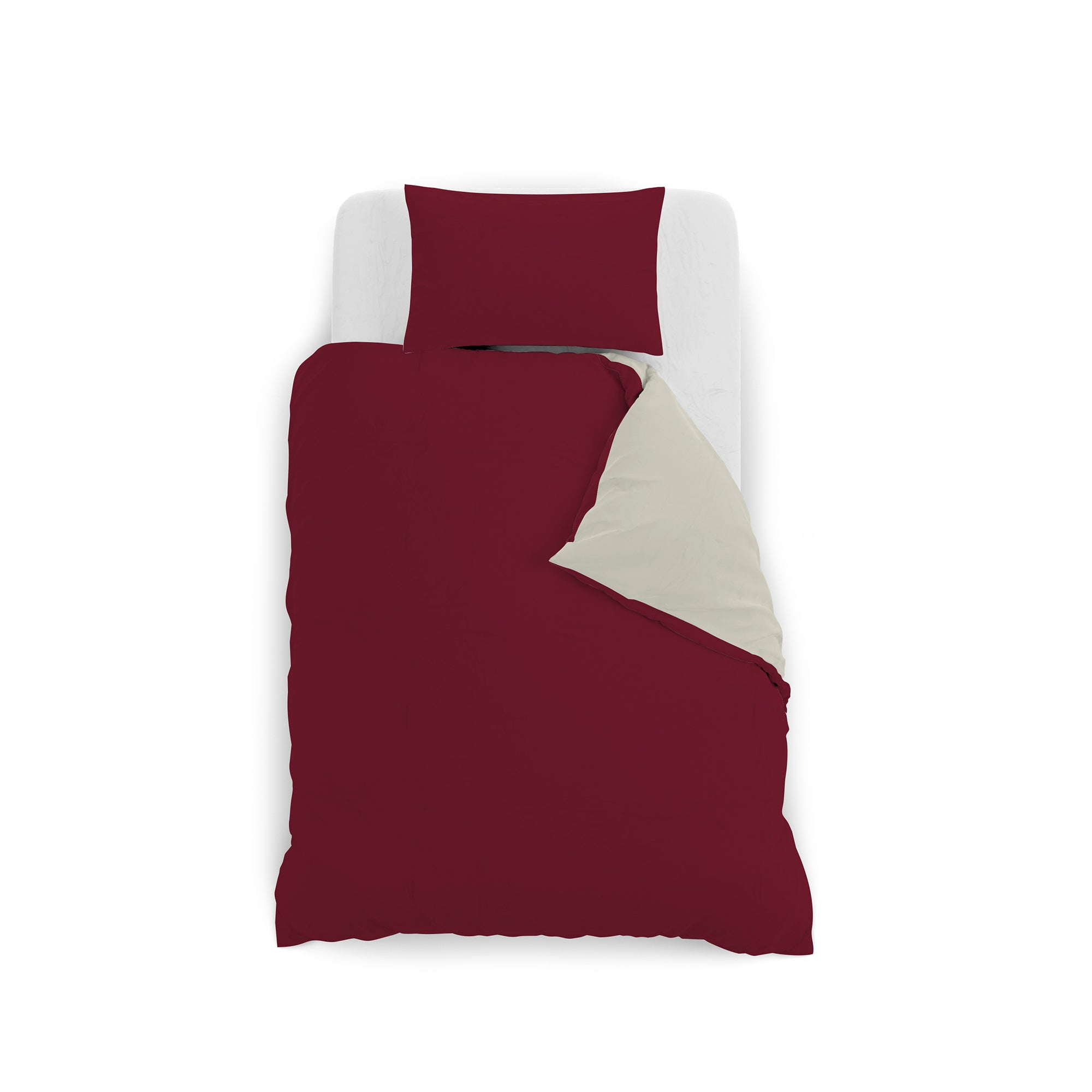 Housse de couette bordeaux/crème, 1 place et demie - taie d’oreiller 52x82cm - 3