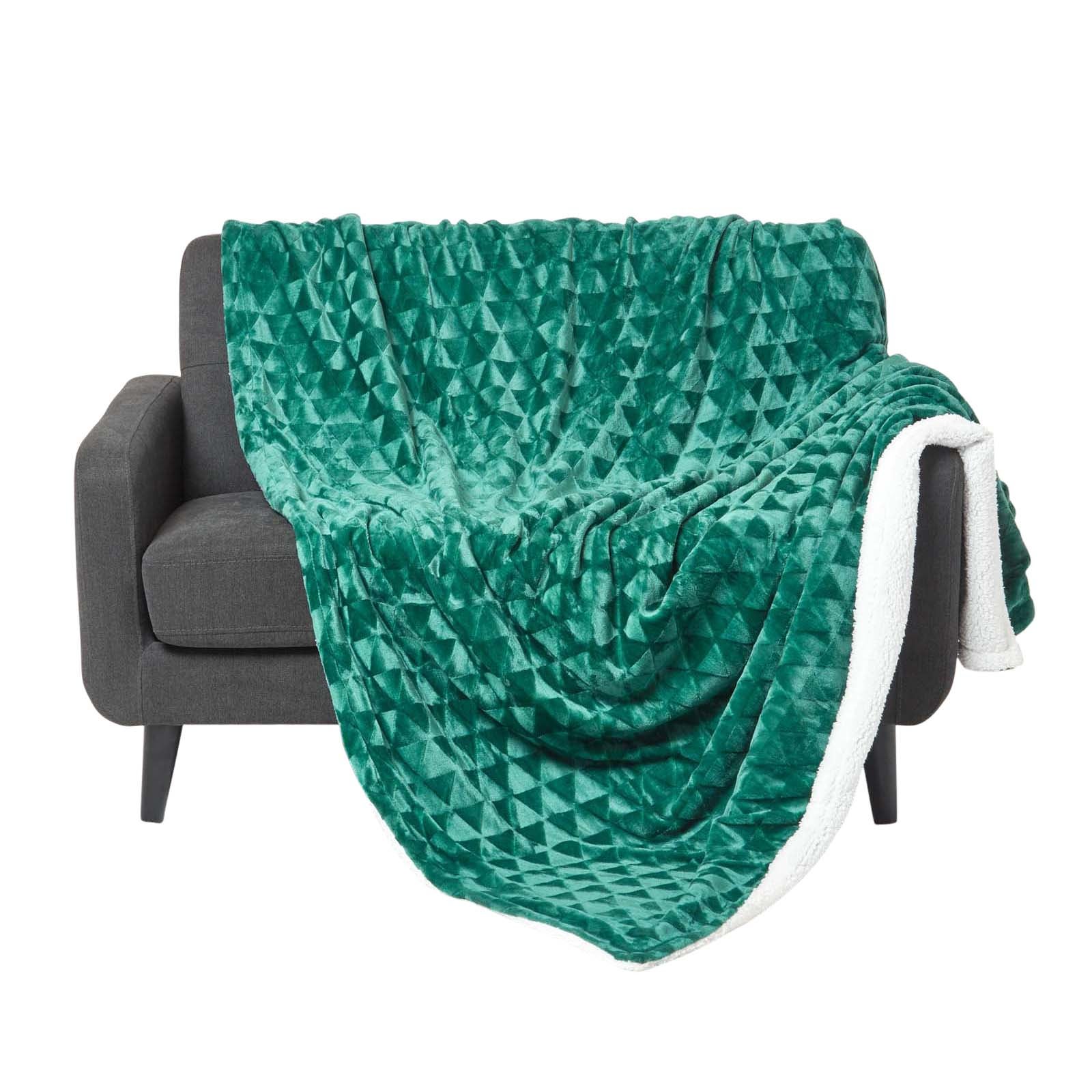 Homescapes Plaid polaire Vert et revers sherpa, 200 x 230 cm - 2