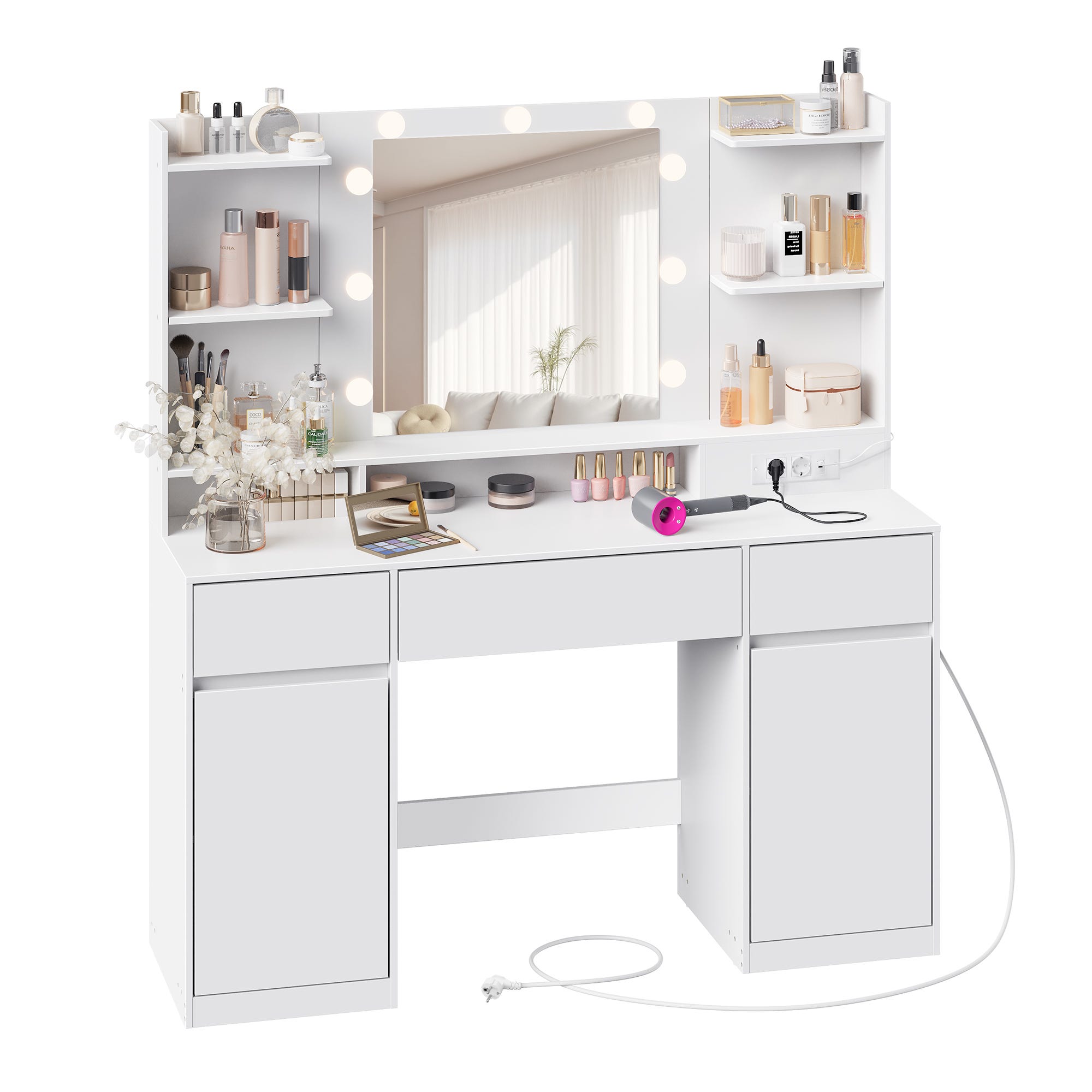 Lampe LED Miroir Coiffeuse 2M - 480 LEDs, 3 Couleurs Dimmables, Bande Lumineuse Pour Maquillage Parfait
