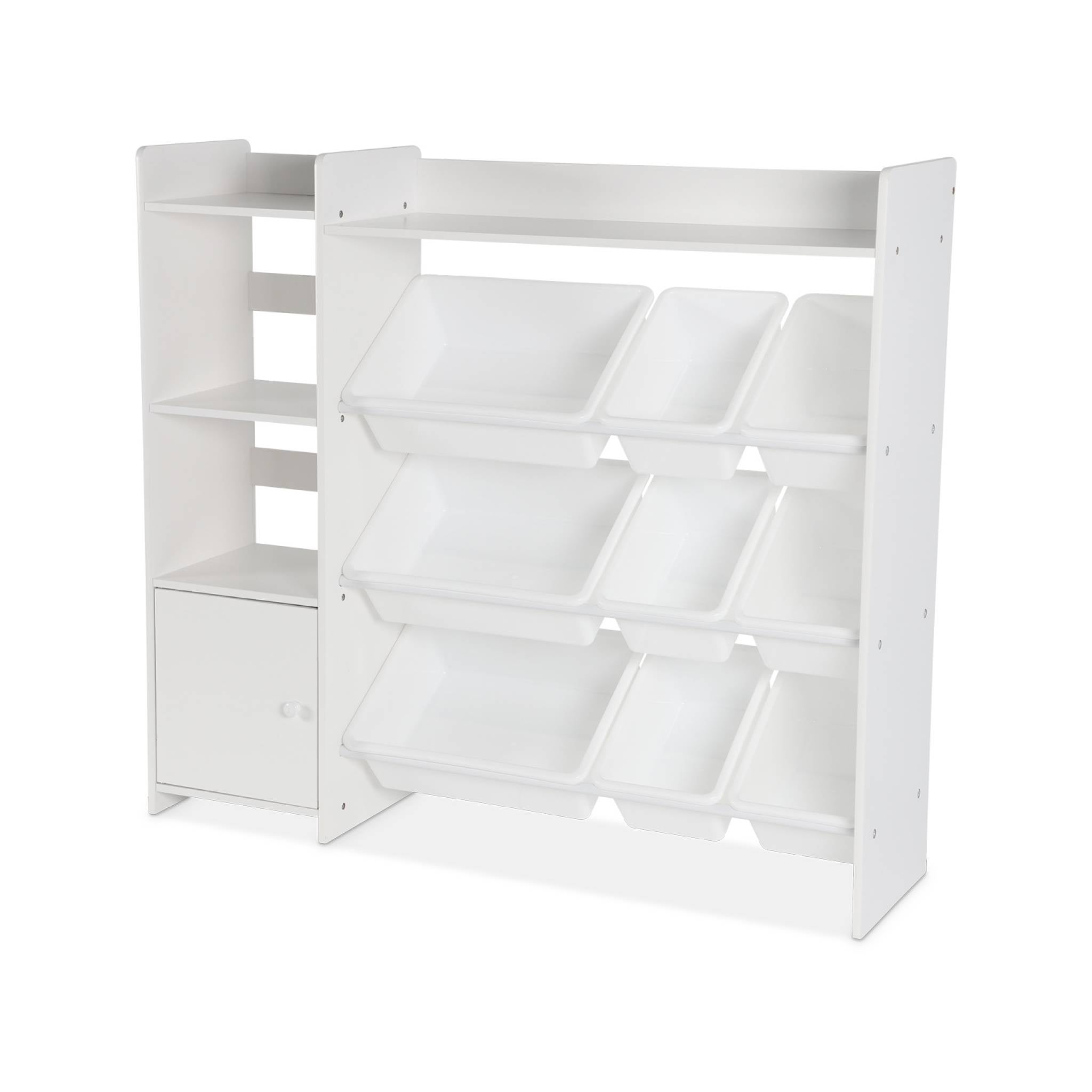 Arrumação para crianças com 9 caixas de arrumação, 4 prateleiras, 1 porta, Sora, Branco, 111.8x29.7x100 cm - 6