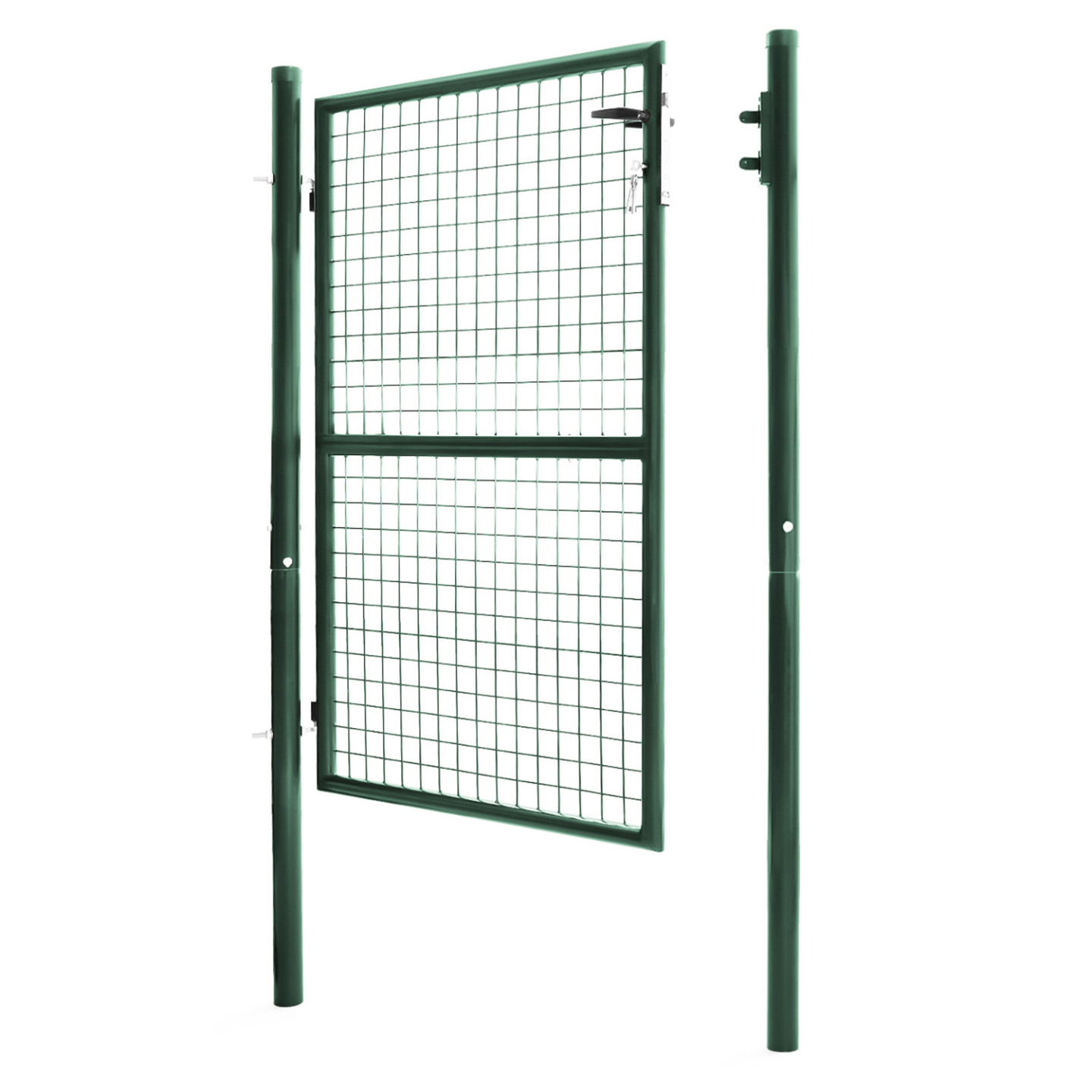 Portillon de jardin 105 x 125 cm en acier vert avec serrure et poignée - 3