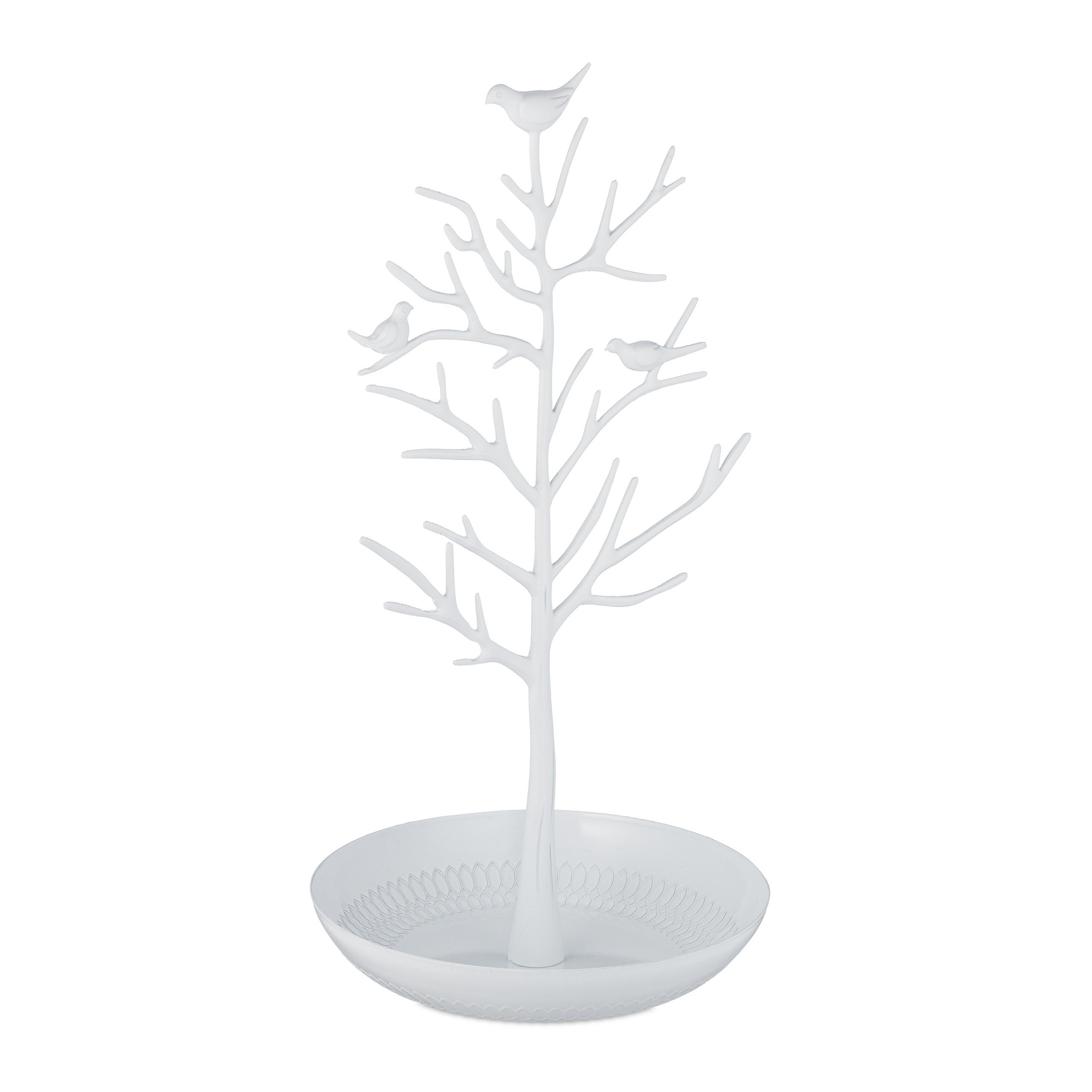 Porte-bijoux en forme d’arbre, pour colliers, boucles d’oreilles, bracelets, HxLxP 30 x 16 x 15 cm, blanc, Relaxdays - 8
