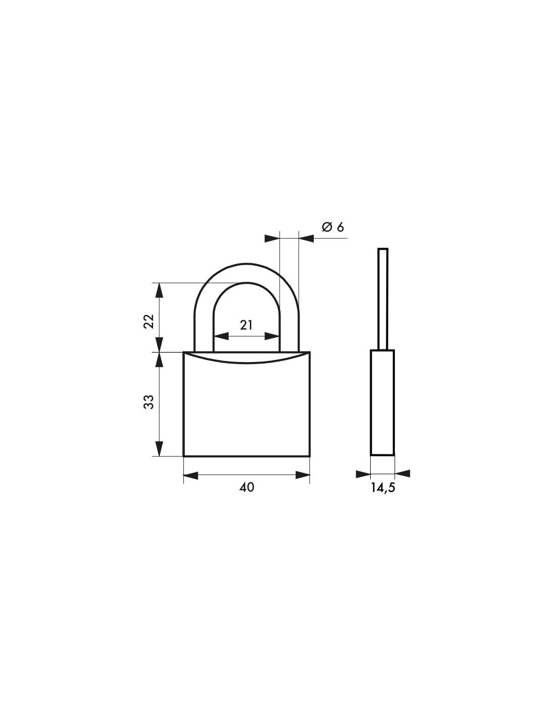 THIRARD - Cadenas à clé Type 1, laiton, extérieur, anse laiton, 40mm, 2 clés - THIRARD - 2