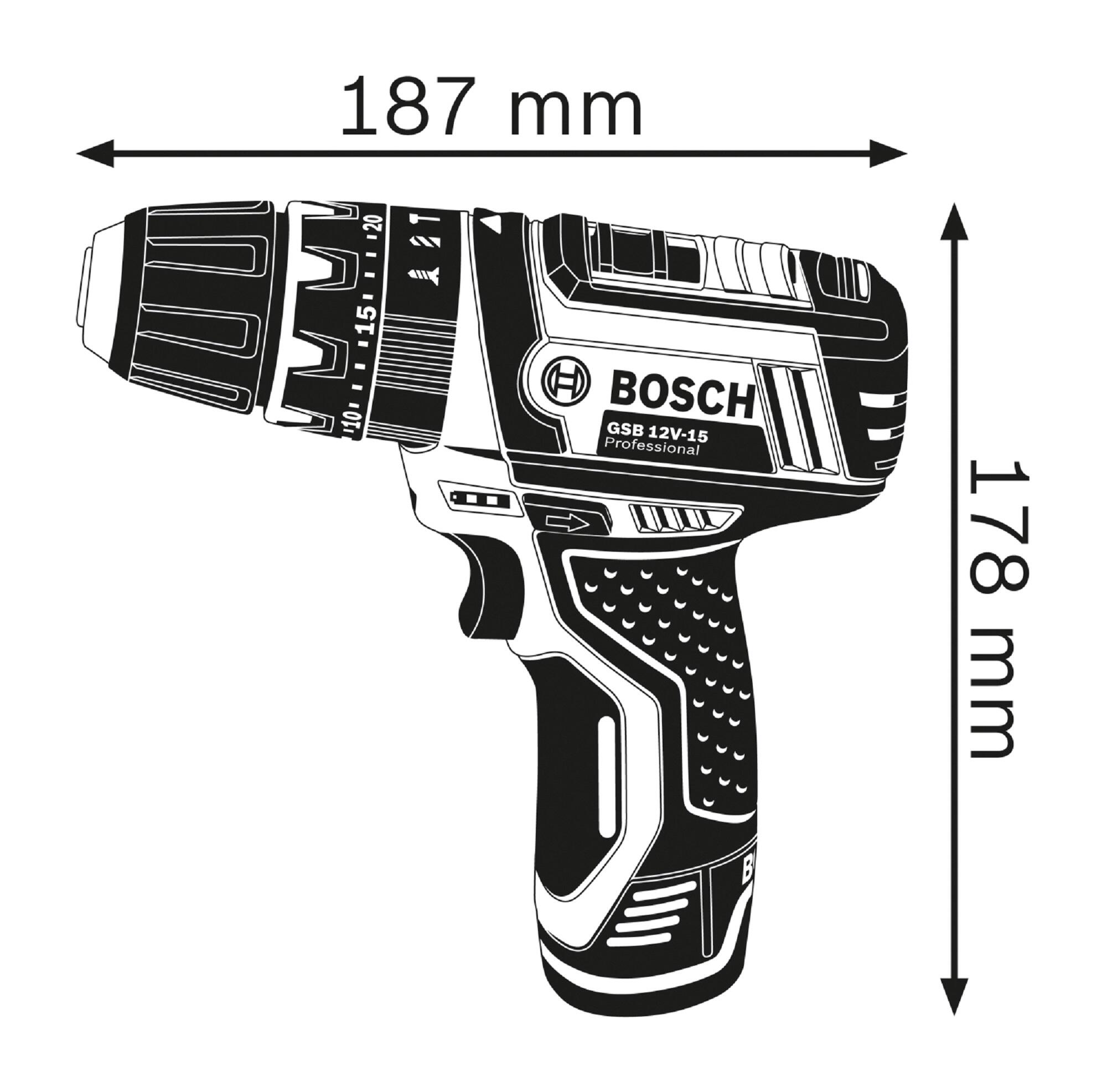 Perceuse à percussion sans fil Bosch Professional GSB 12V avec 2 batteries de 2Ah - 6