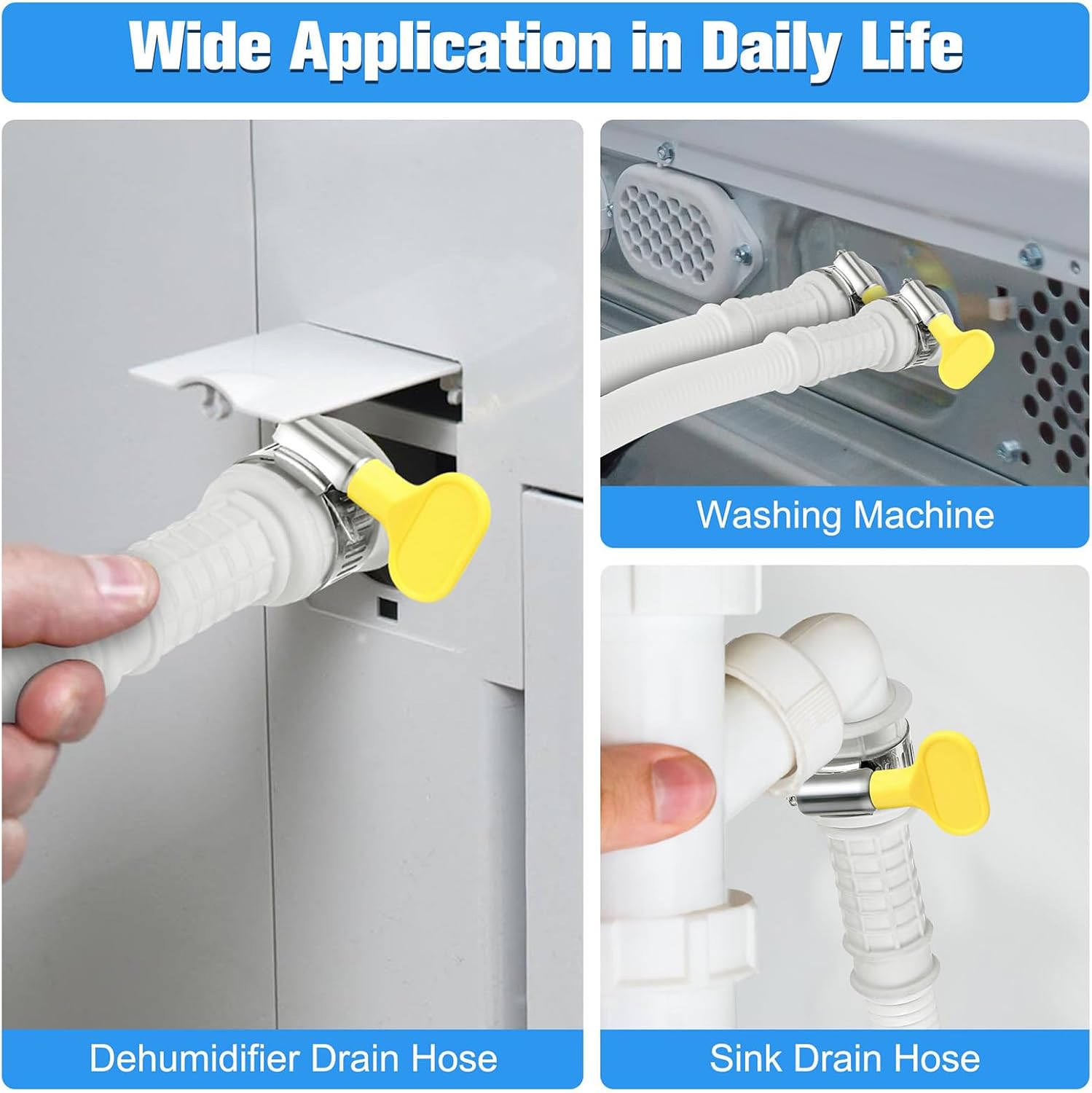 Tuyau flexible de vidange de climatisation avec collier de serrage en caoutchouc découpé pour climatiseurs, déshumidificateurs, 4 m - 5