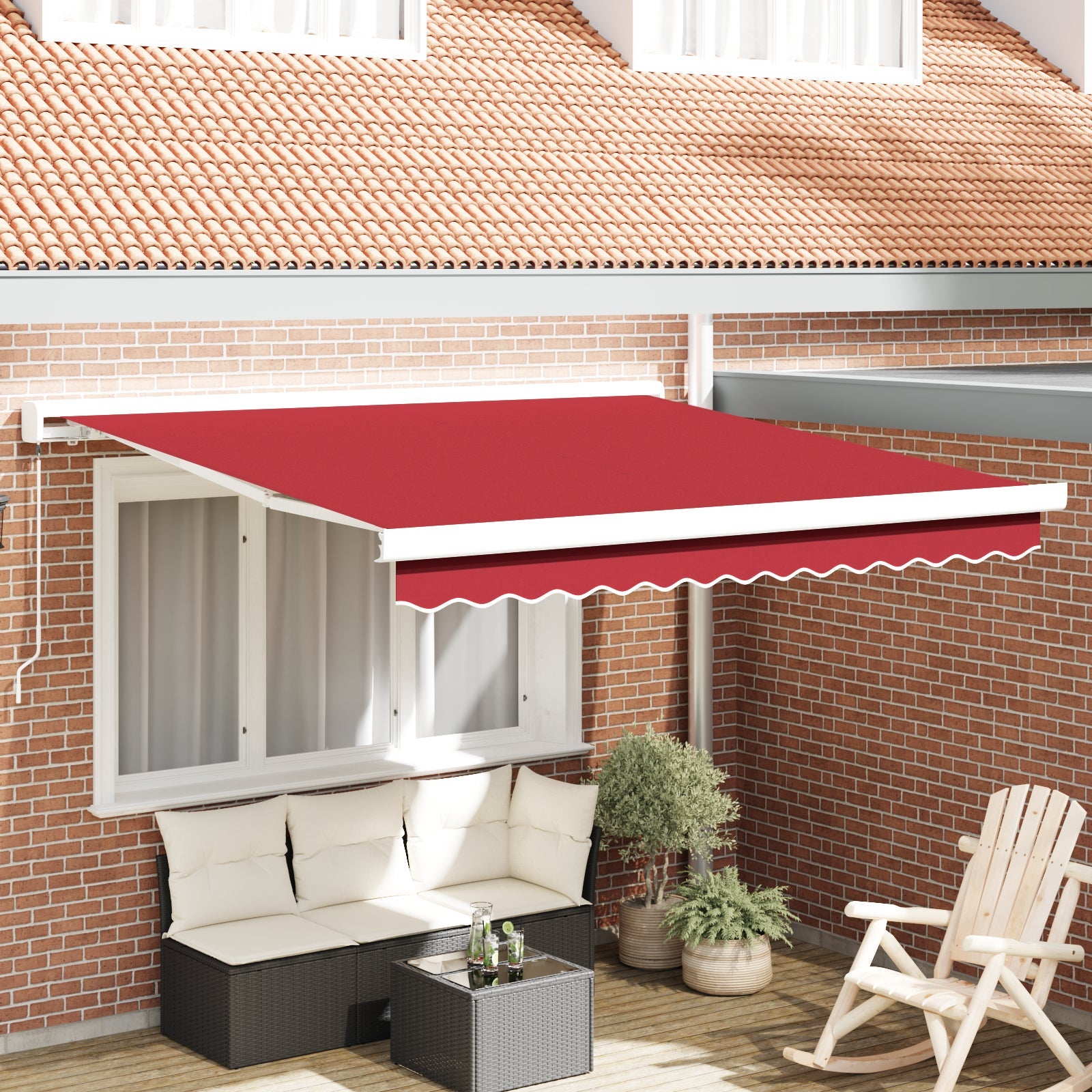 Markiza zwijana Czerwony 300 x 250 cm Tkanina i Metal vidaXL