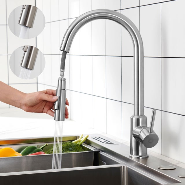 Cecipa max Mitigeur de Cuisine avec Douchette Extractible - Robinet Cuisine en Inox Mitigeur d'Évier avec 2 Modes de Sortie D'eau - Brossé,EU Modèle