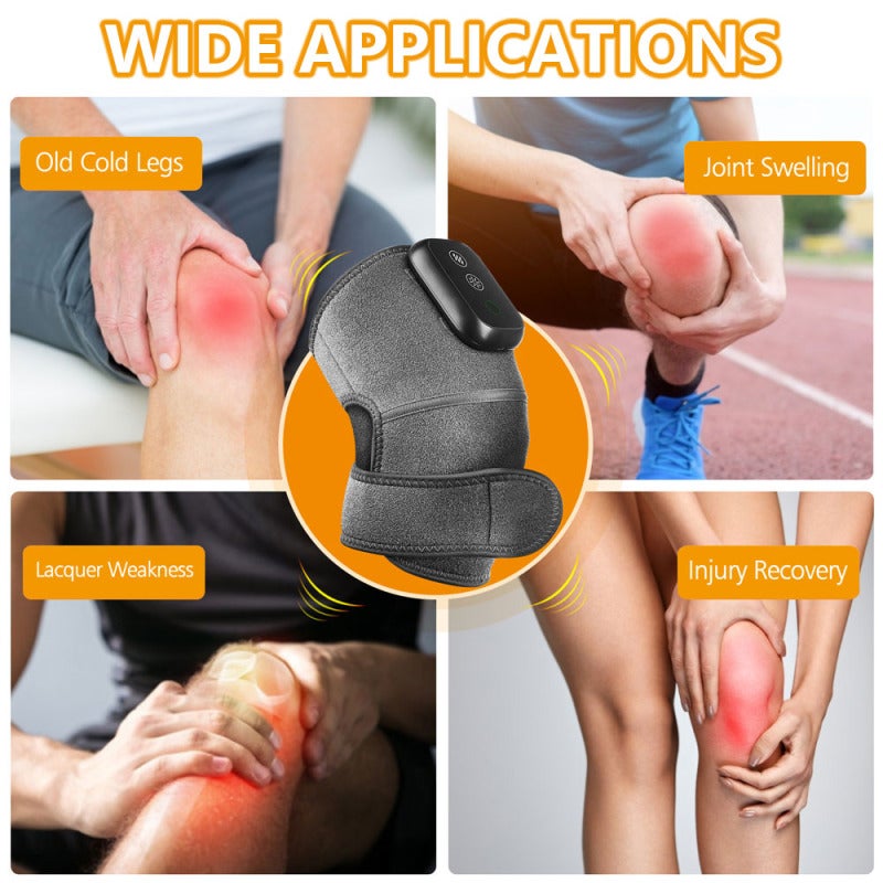 Genouillère chauffante sans fil, soulagement des douleurs articulaires, arthrite, crampes, vibrations électriques, 3 niveaux de chaleur réglables - 2