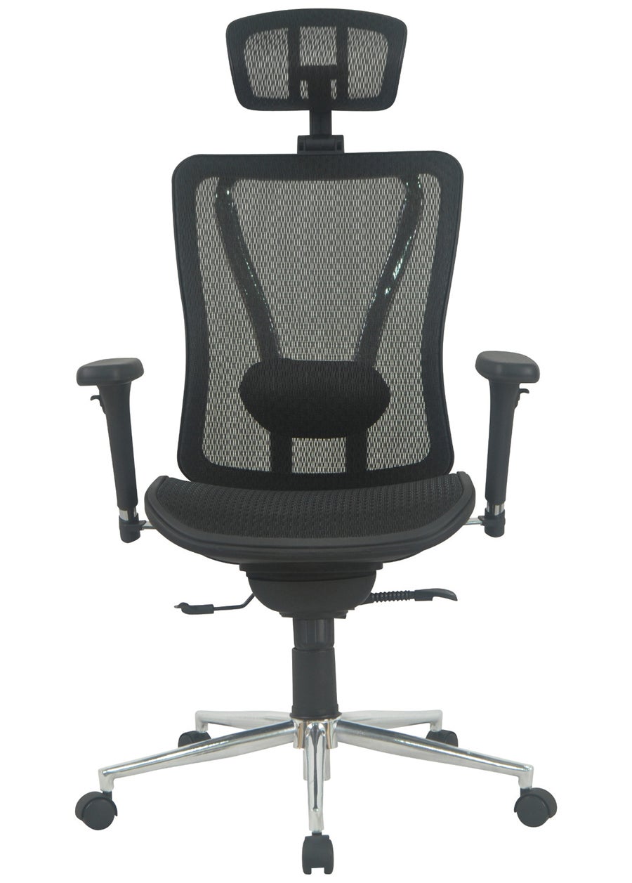 Fauteuil de bureau en métal et tissu noir mat - 65 x 121 x 60 cm - 2