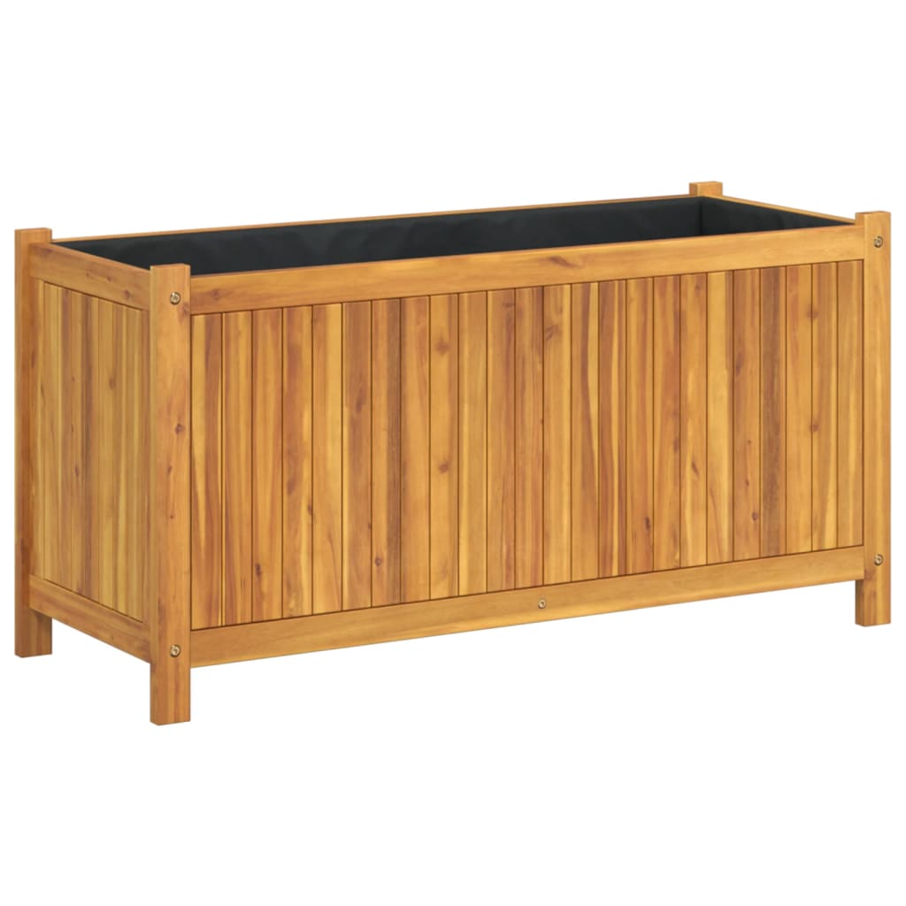 Bac à Fleurs Colonne En Bois D'Acacia 80x43x43cm - Jardinière Extérieur Résistante Avec Insert Plastique