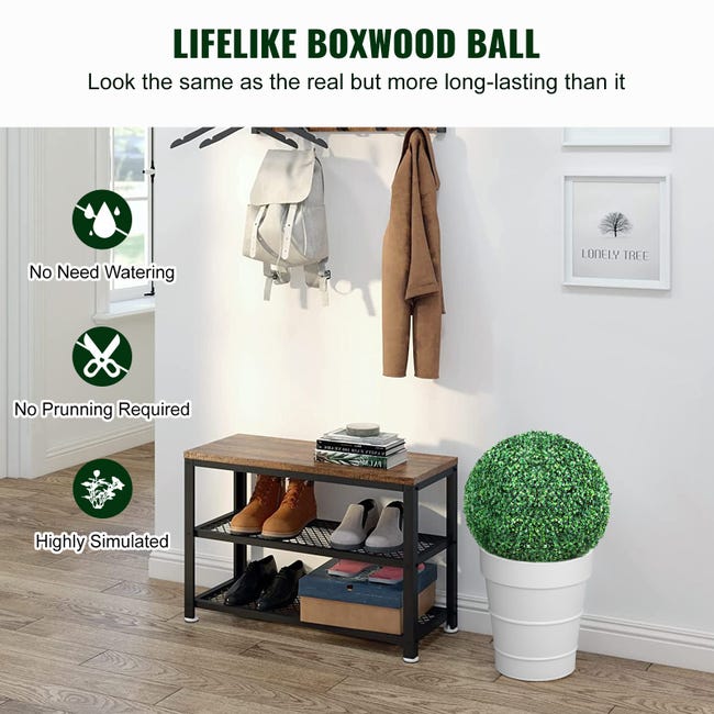 Sfera Di Bosso Artificiale - Foglie In PE Verde, Diametro 25 Cm, Per Decorazione Interni/Esterni