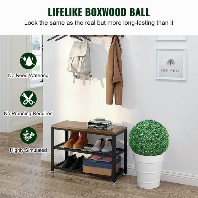 Sfera Di Bosso Artificiale - Foglie In PE Verde, Diametro 25 Cm, Per Decorazione Interni/Esterni