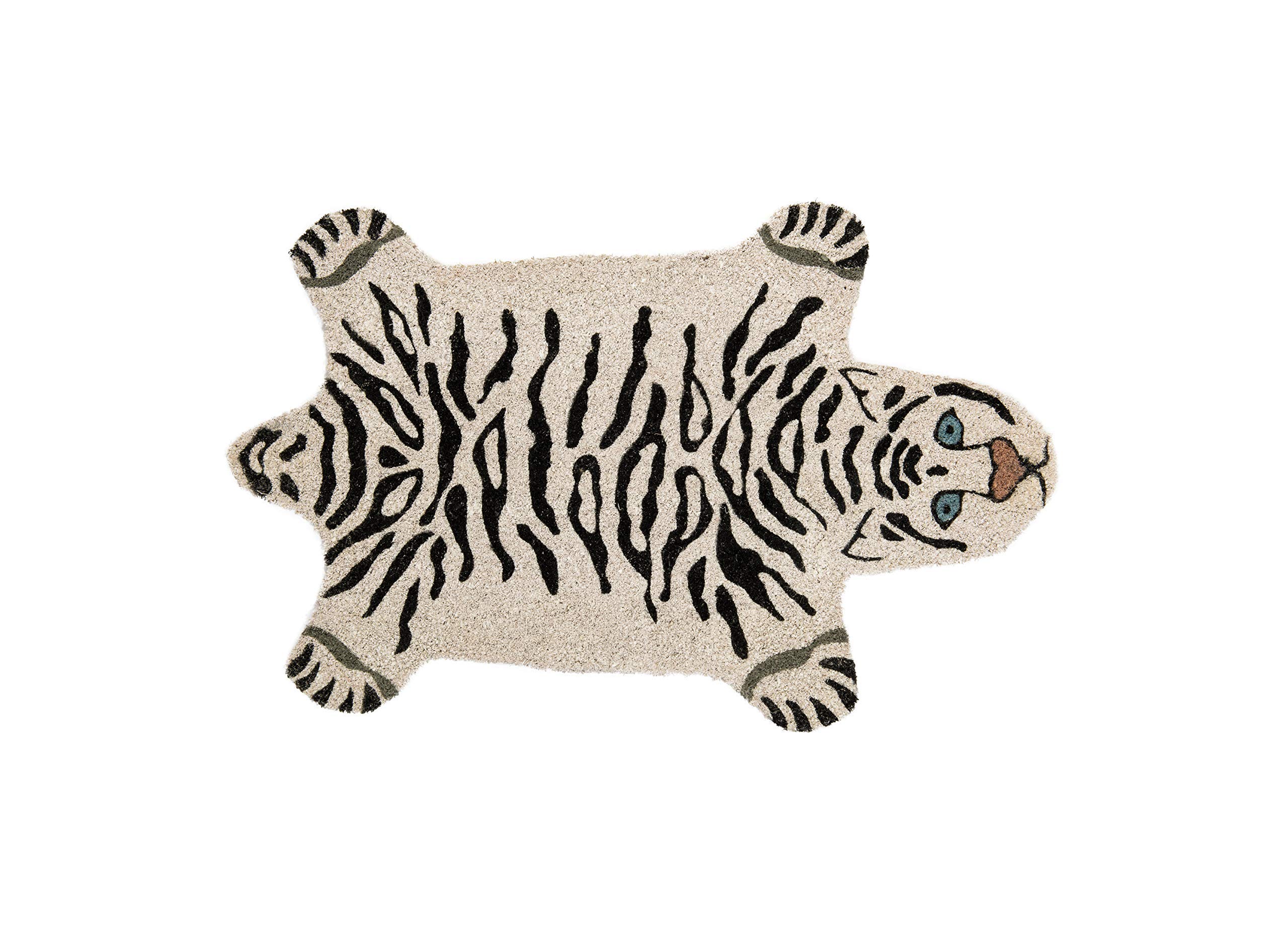 Fisura – felpudo exterior “tigre blanco” de coco con base antideslizante de pvc. felpudo formas para entrada de casa. medidas: 70 cm x 40 cm x 1,5 cm.