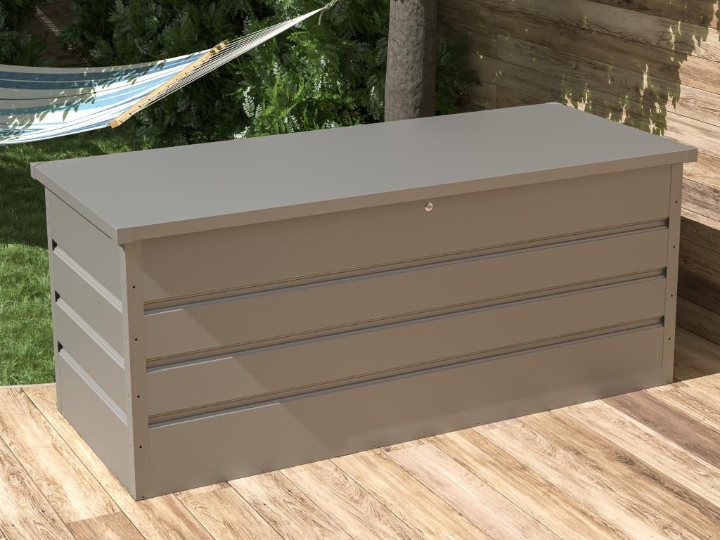 Coffre de rangement de jardin en acier galvanisé gris - 750L - TOMASO ...