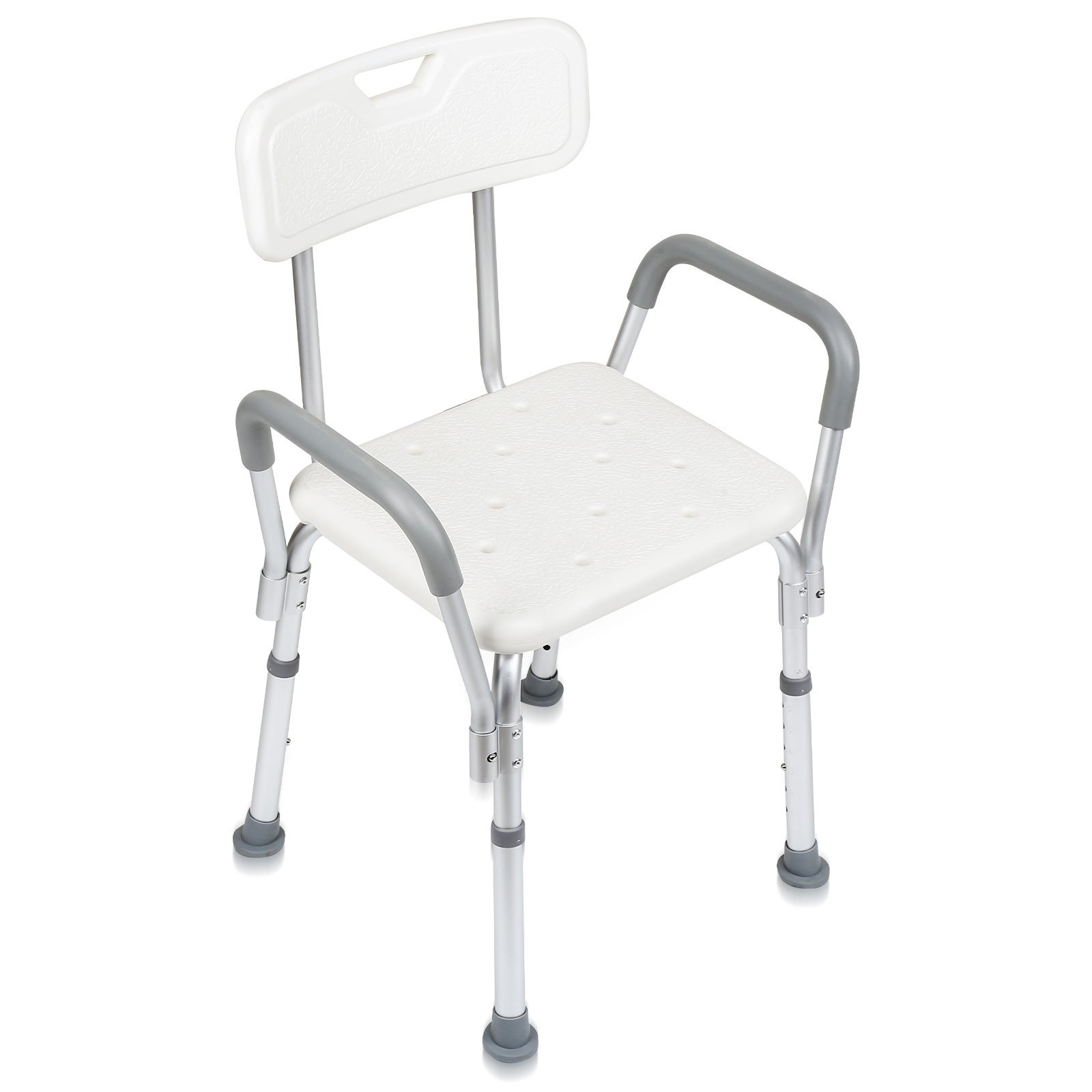 Taboret prysznicowy, krzesło prysznicowe, taboret do wanny, antypoślizgowy do 136 kg z podłokietnikiem i oparciem aluminiowy