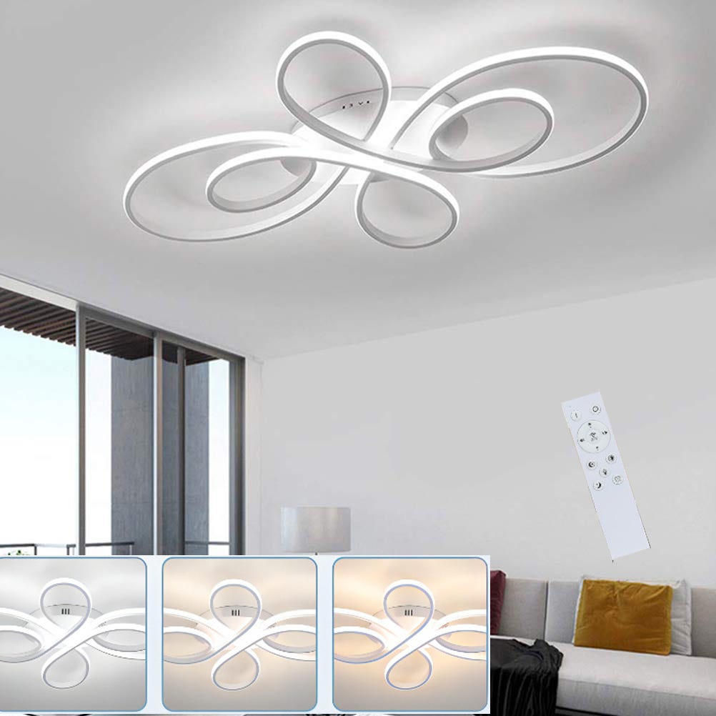 ZMH Plafonnier LED pour salon - Blanc - Intensité variable - 48 W - 65 ZMH Plafonnier LED pour salon - Blanc - Intensité variable - 48 W - 65