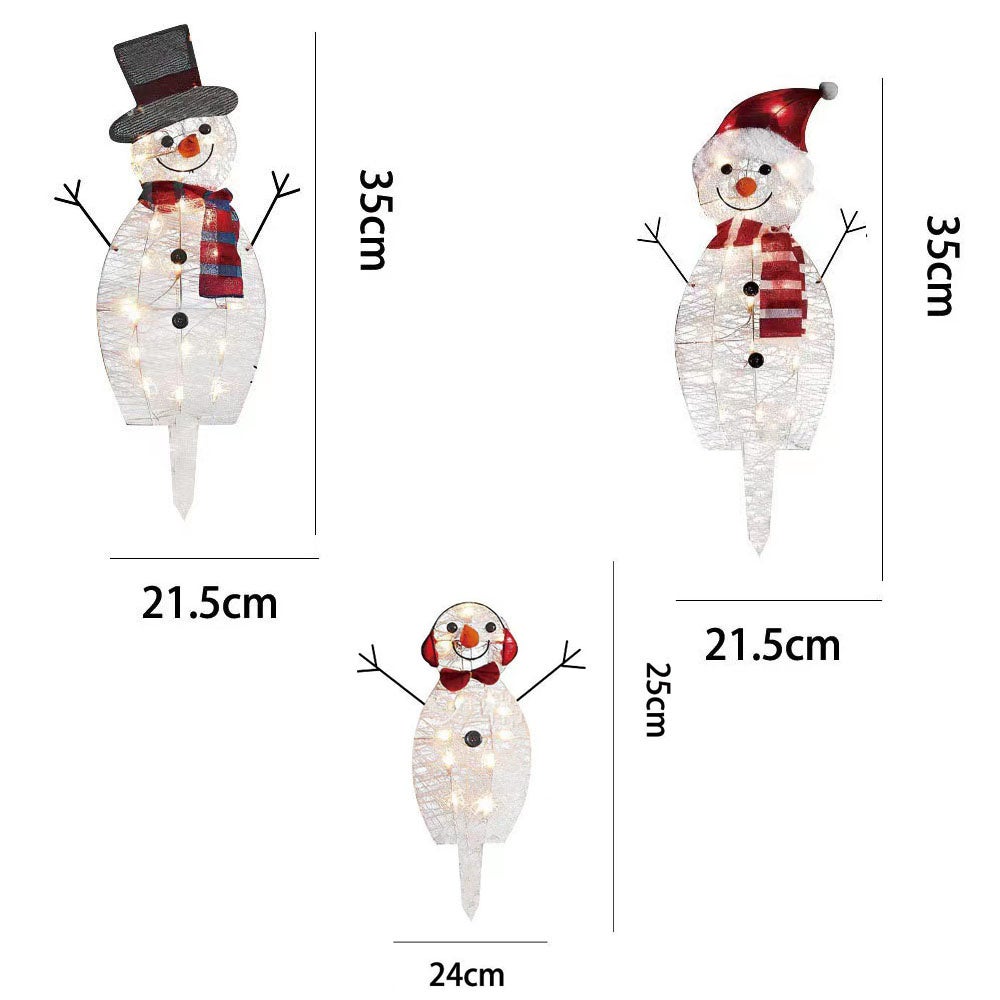 Décorations de Noël pour jardin,lot de 3 bonhommes de neige pré-assemblés et lumineux,lumières LED chaudes,pour décorations intérieures et extérieures - 6