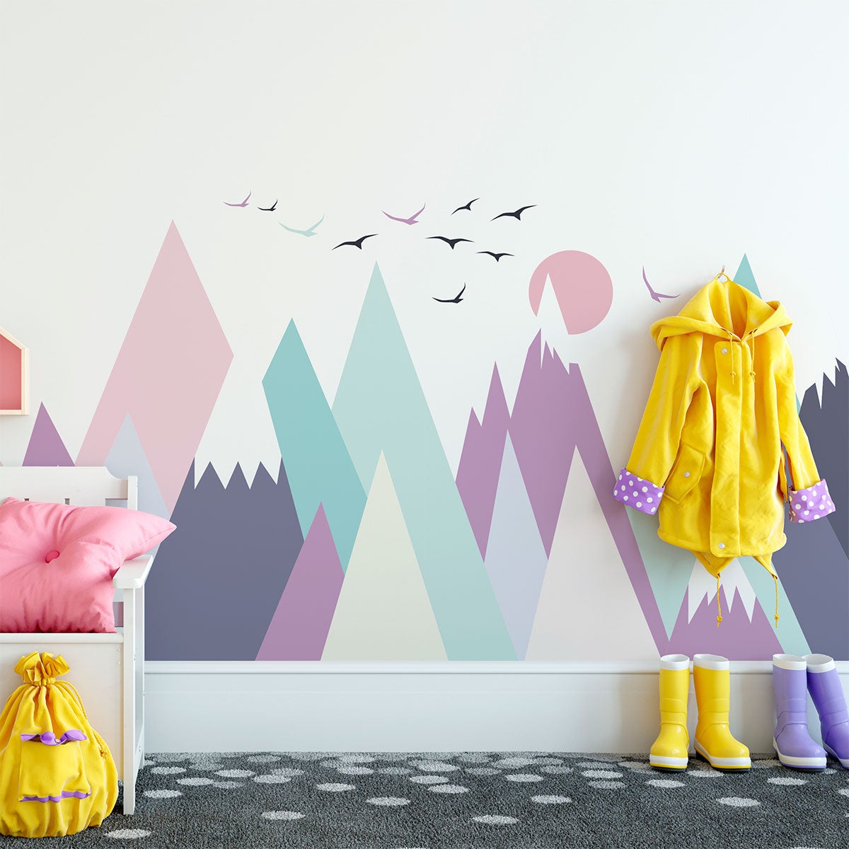 Vinilo niño escandinavo de montaña clarinka - adhesivo de pared - revestimiento sticker mural decorativo - 90x135cm - 3
