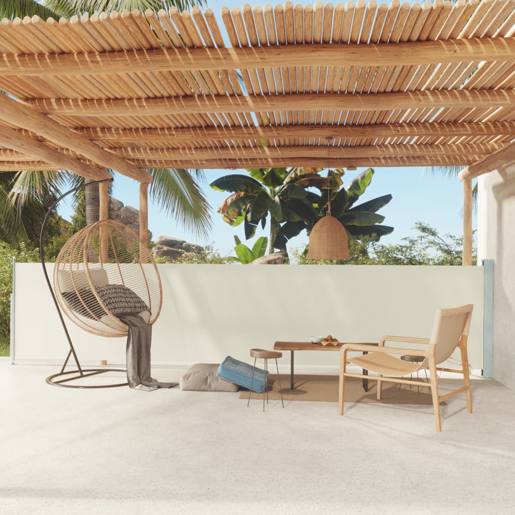 Toldo lateral | toldo parasol retráctil para patio crema 117x600 cm cfw66120