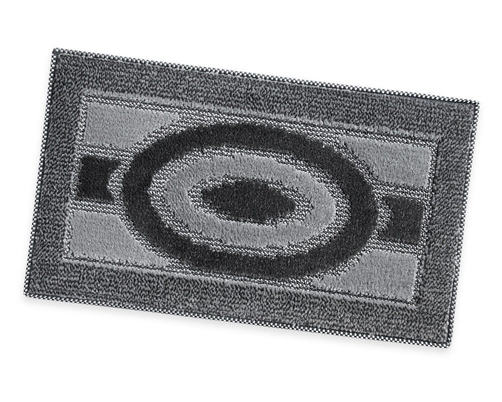 Felpudo polipropileno 50x80 cm goma antideslizante entrada casa tejido suave absorbente rectangular círculos gris