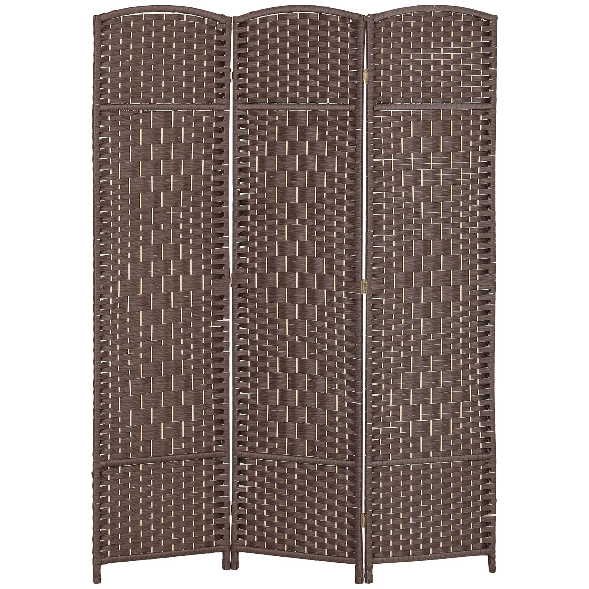 Paravent intérieur en bois 3 panneaux séparateur de pièce pliable pour salon chambre 135 x 180 cm marron - 2