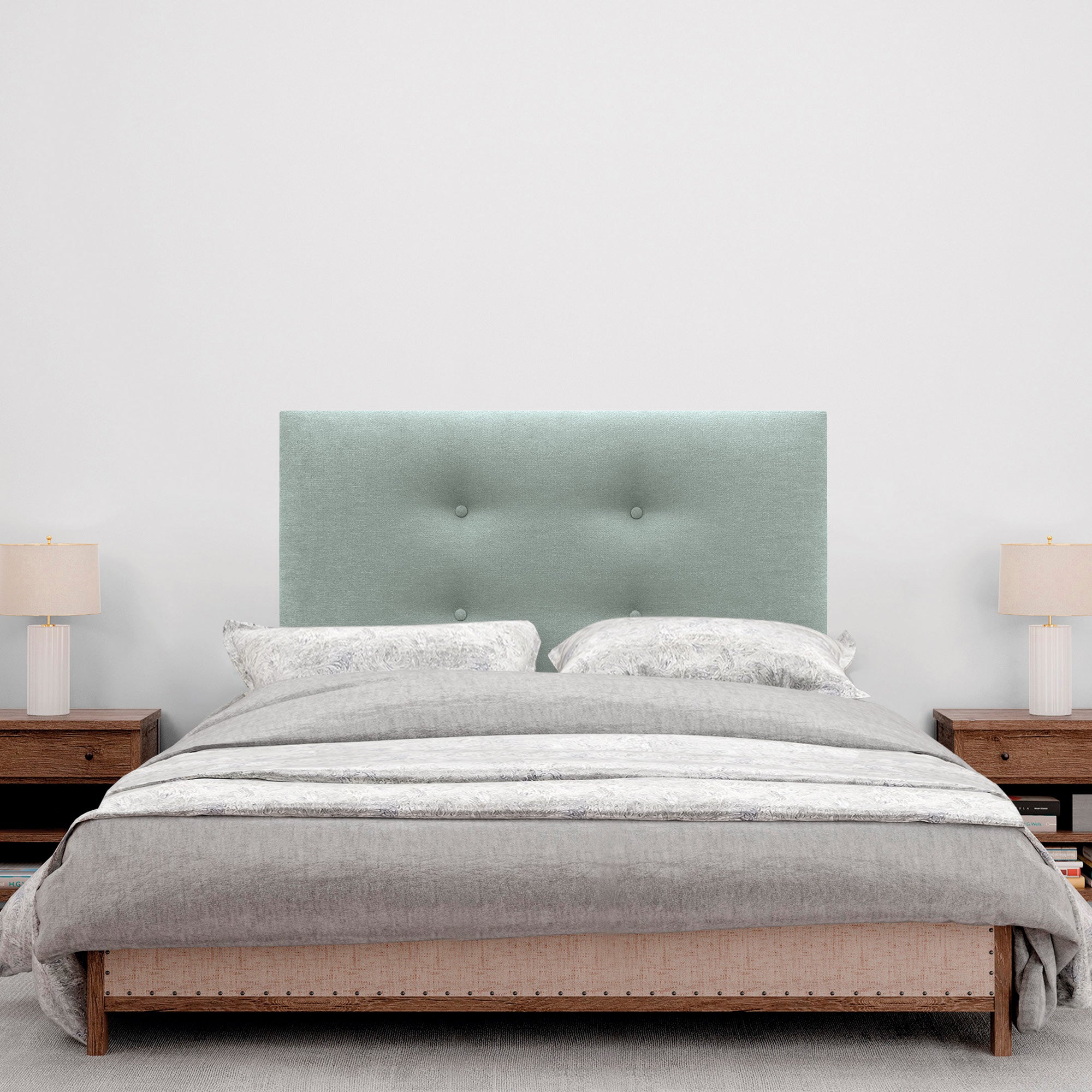 DHOME Cabecero de Tela AQUALINE Pro con 2 hileras de Botones Cabezal tapizado Cama Lujo (Verde Agua, 95cm) - 4