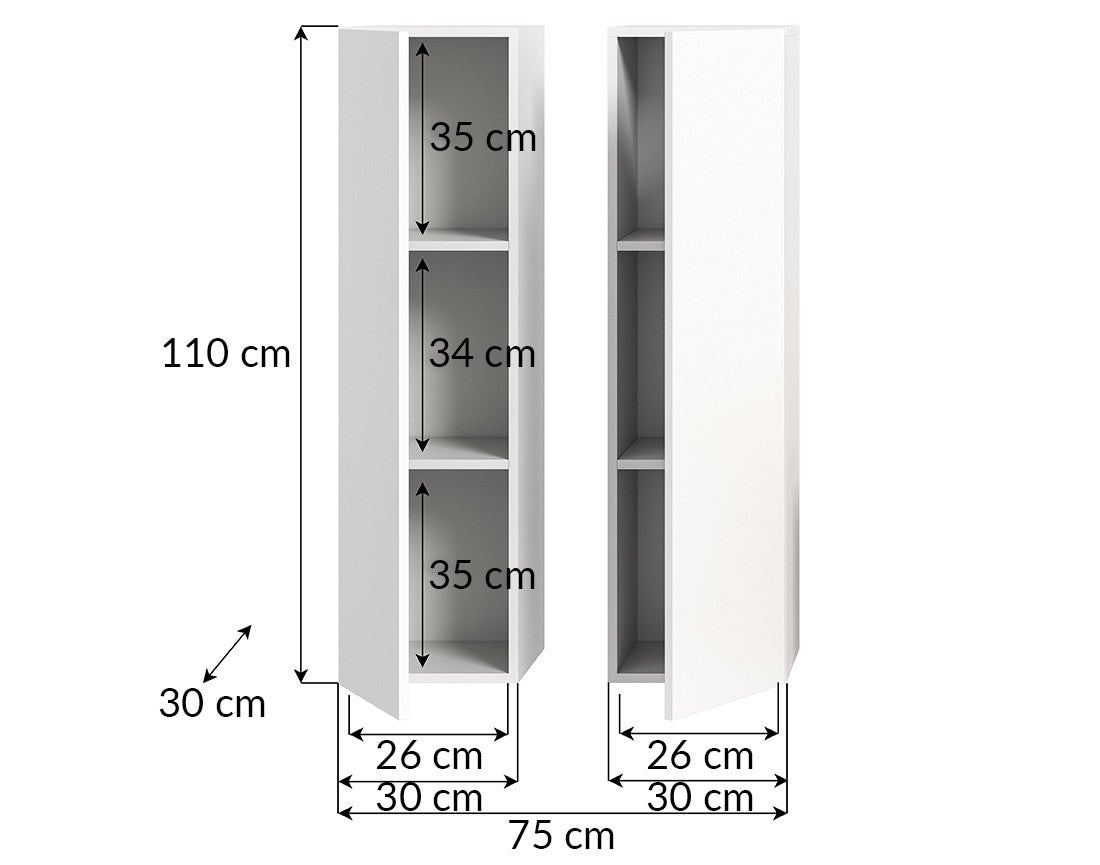 Lot de 2 armoires murales L26 x H110cm effet bois blanc - ETHAN - Best Mobilier - 6