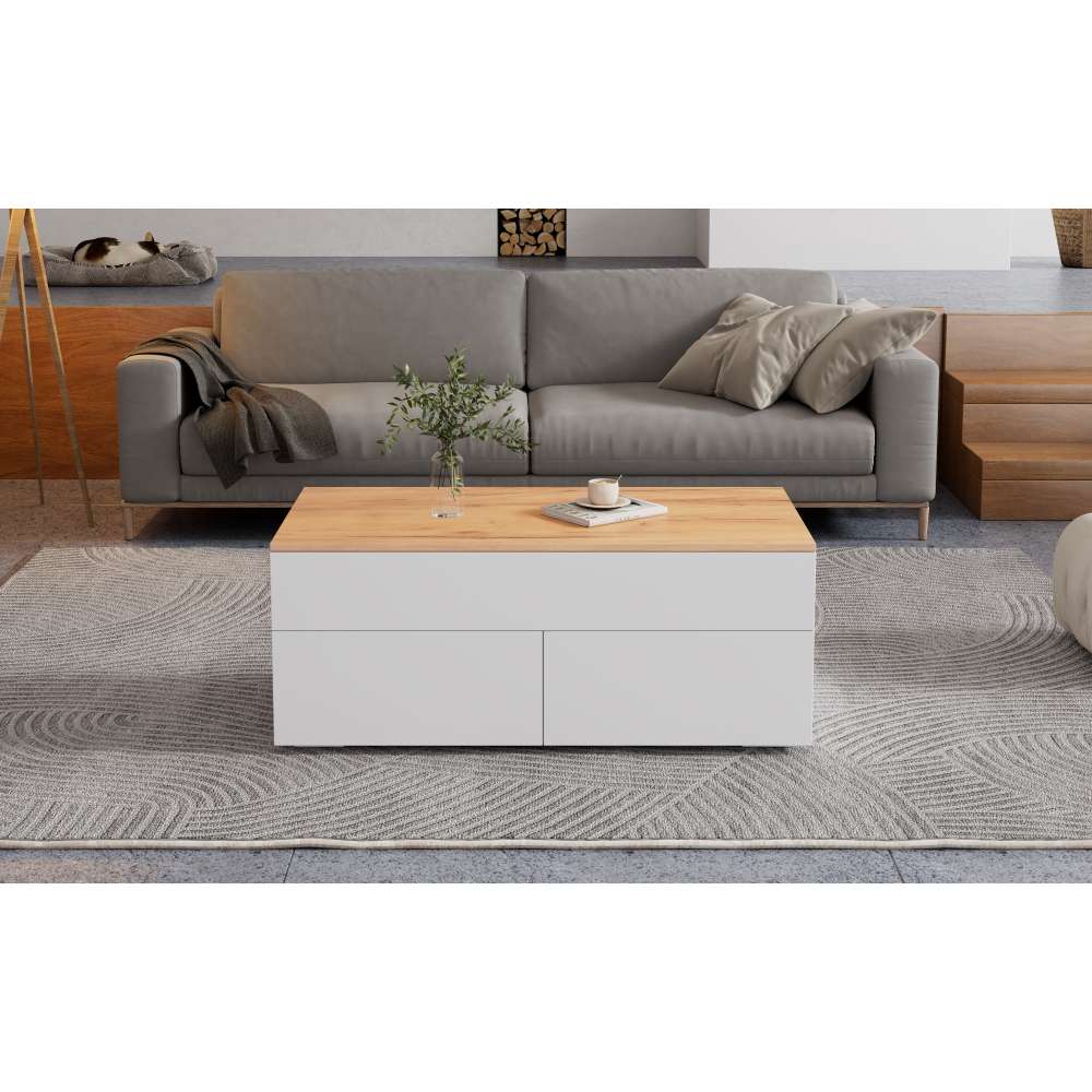Table basse multifonction levable, bureau 2 tables, capacité grande, meuble moderne, blanc, pour salon, bureau, salle à manger - 8