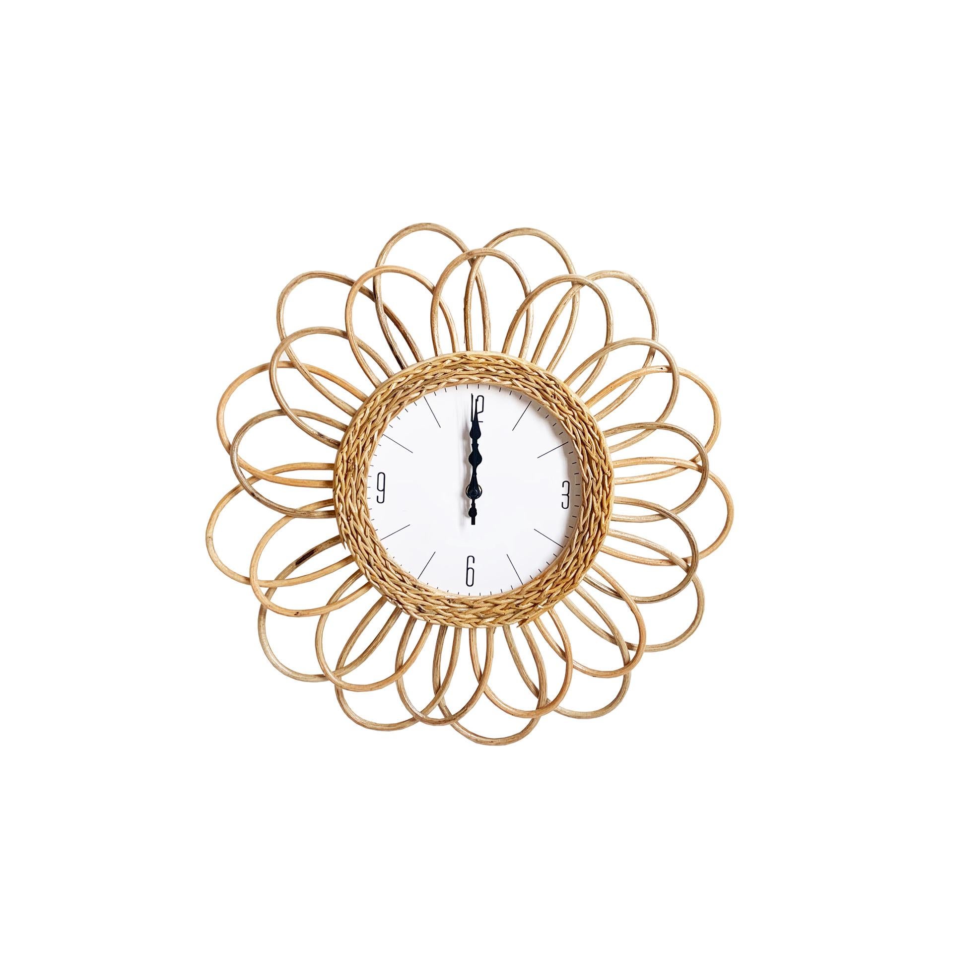 Horloge Murale Rotin Naturel Silencieuse – Design Rond Minimaliste, Pile AA, Déco Salon Chambre - 6