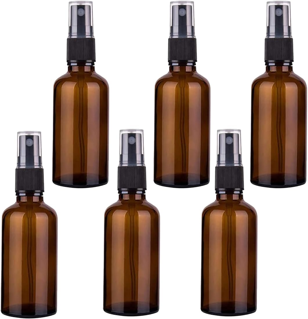 6 sztuk pustych butelek ze spryskiwaczem o pojemności 30 ml – szklane butelki ze spryskiwaczem w kolorze bursztynowym – do wielokrotnego napełniania