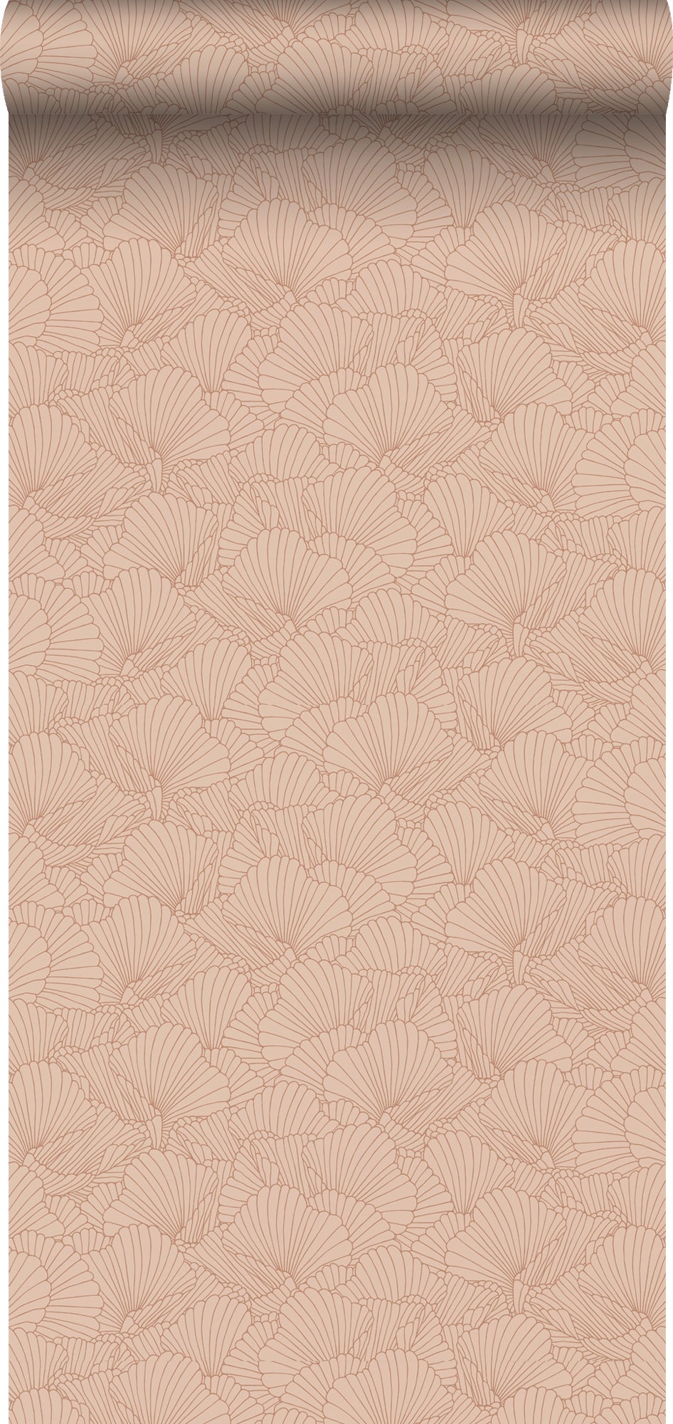 Tapeta narysowane liście jasnej terakoty - 50 x 900 cm - ESTAHOME