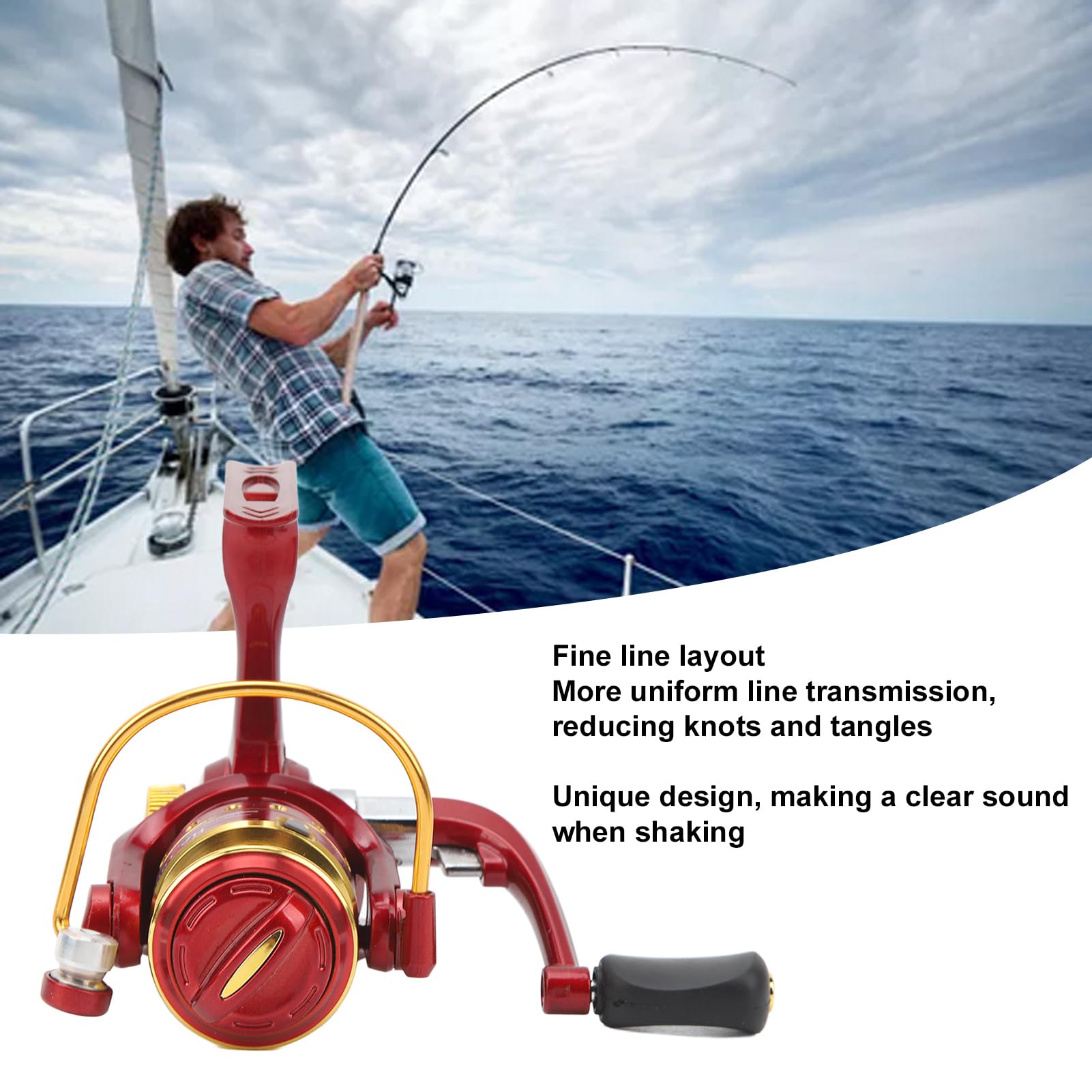 Mulinello da pesca con 8 cuscinetti, mulinelli in metallo potenti e lisci per la pesca in acqua salata d'acqua dolce su roccia in barca - 2