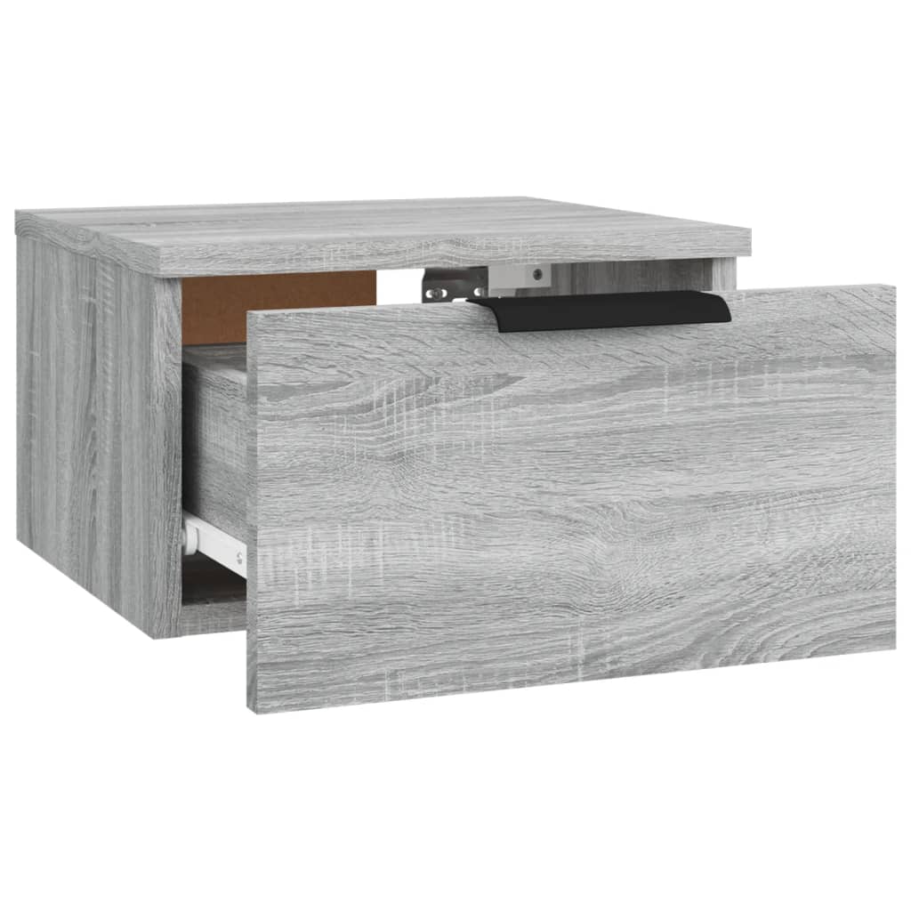 Pack de 2 Mesitas de noche de pared，Mesitas de noche flotantes，Mesilla de noche color gris Sonoma 34x30x20 cm CFW47535 - 6