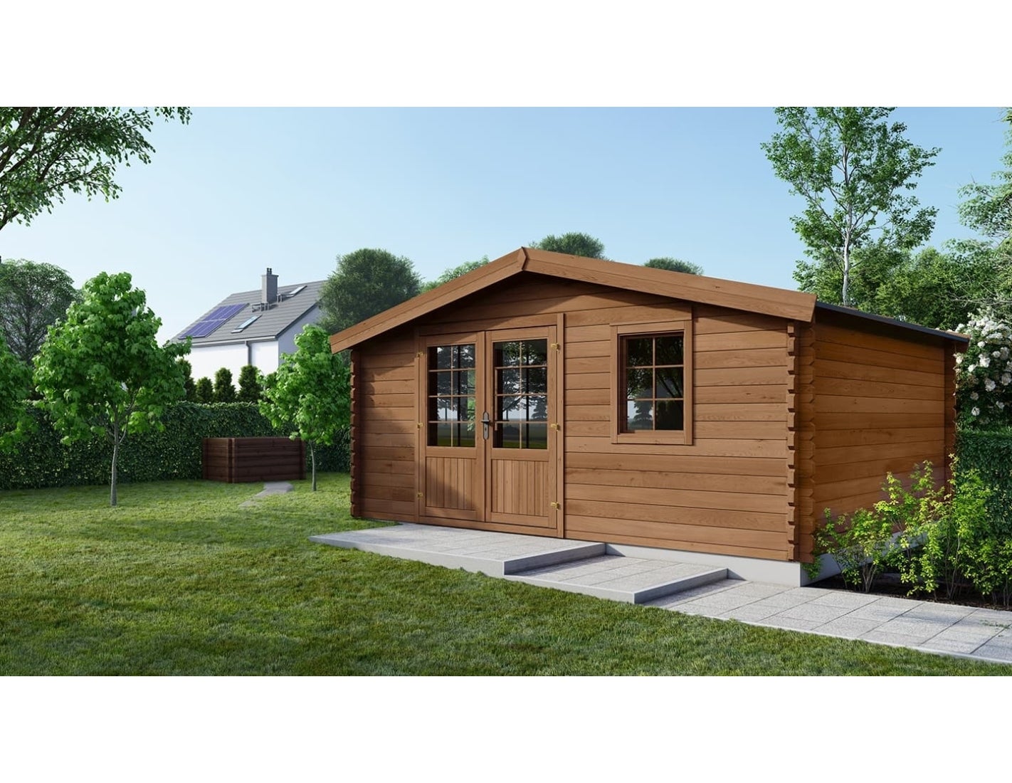 Domek ogrodowy ALTANKA 12 m2 - 4x3 m - 28 mm, drewniany, impregnowany, DOM595, 1szt.