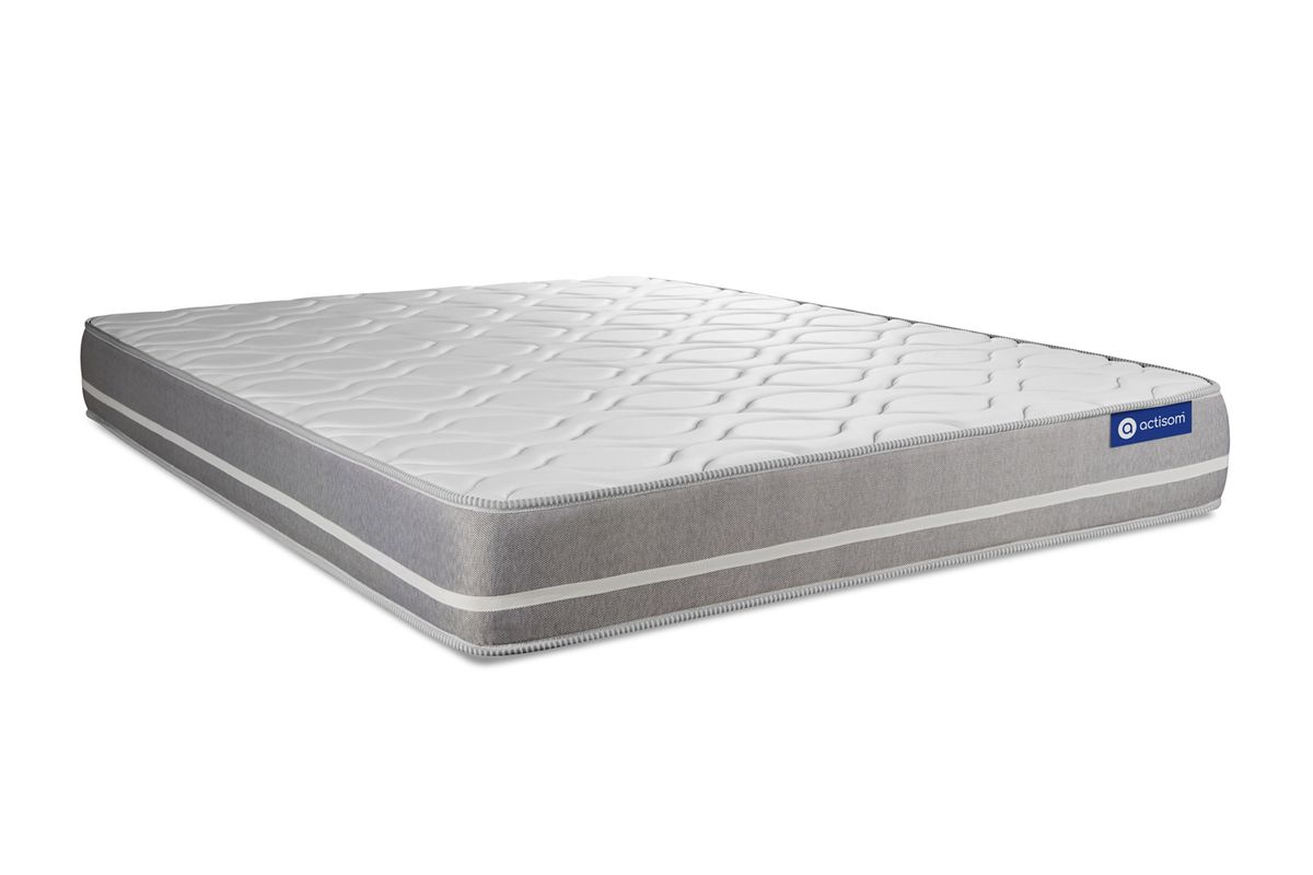 Ensemble matelas 140 x 200 cm Actilatex touch - Latex et mémoire de forme - Ep : 20 cm - Equilibré - sommier kit Gris - 6
