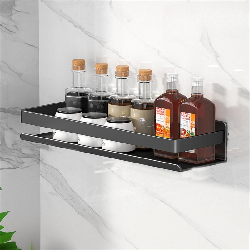 Stojak na przyprawy, wielopoziomowy stojak ścienny, stojak uniwersalny, bez wiercenia, zdejmowany, 50×10×5,5 cm