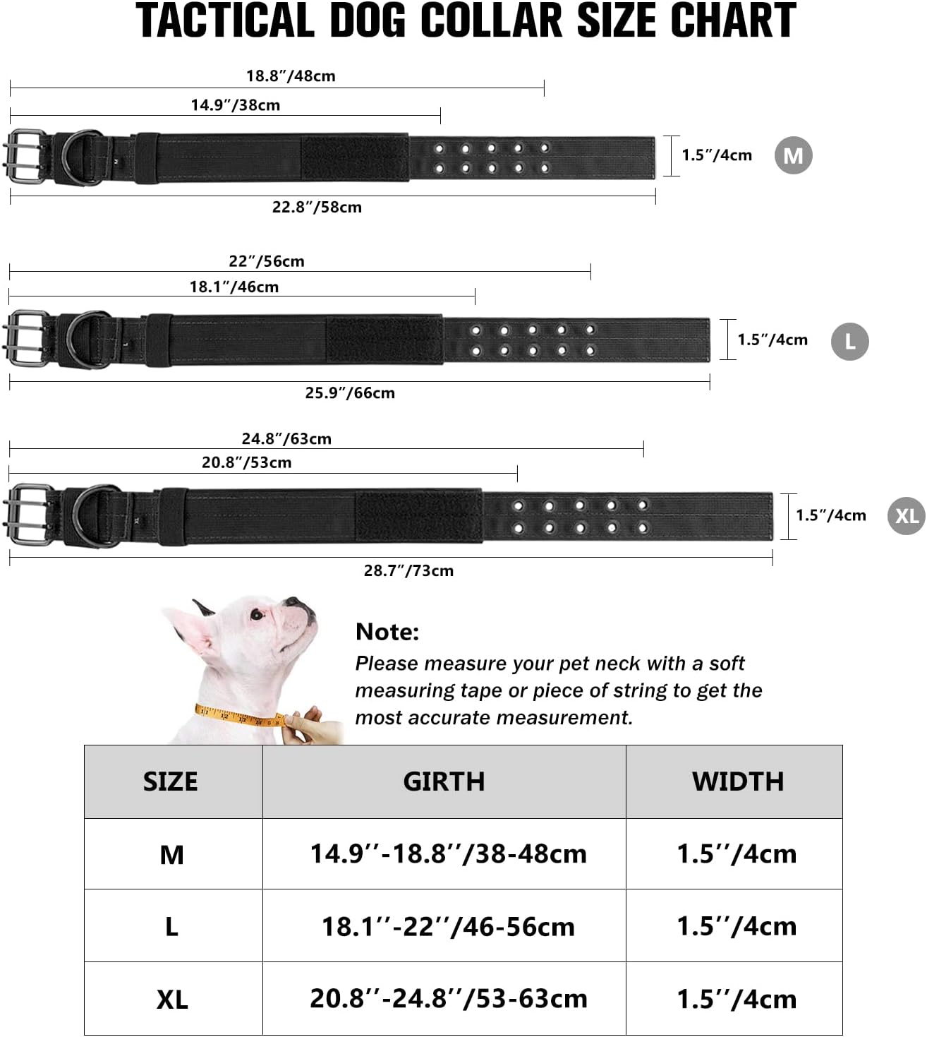 (G, Preto) Coleira Tática para Cães, Coleira Militar Ajustável em Nylon para Cães de Porte Médio e Grande para Treinamento - 2