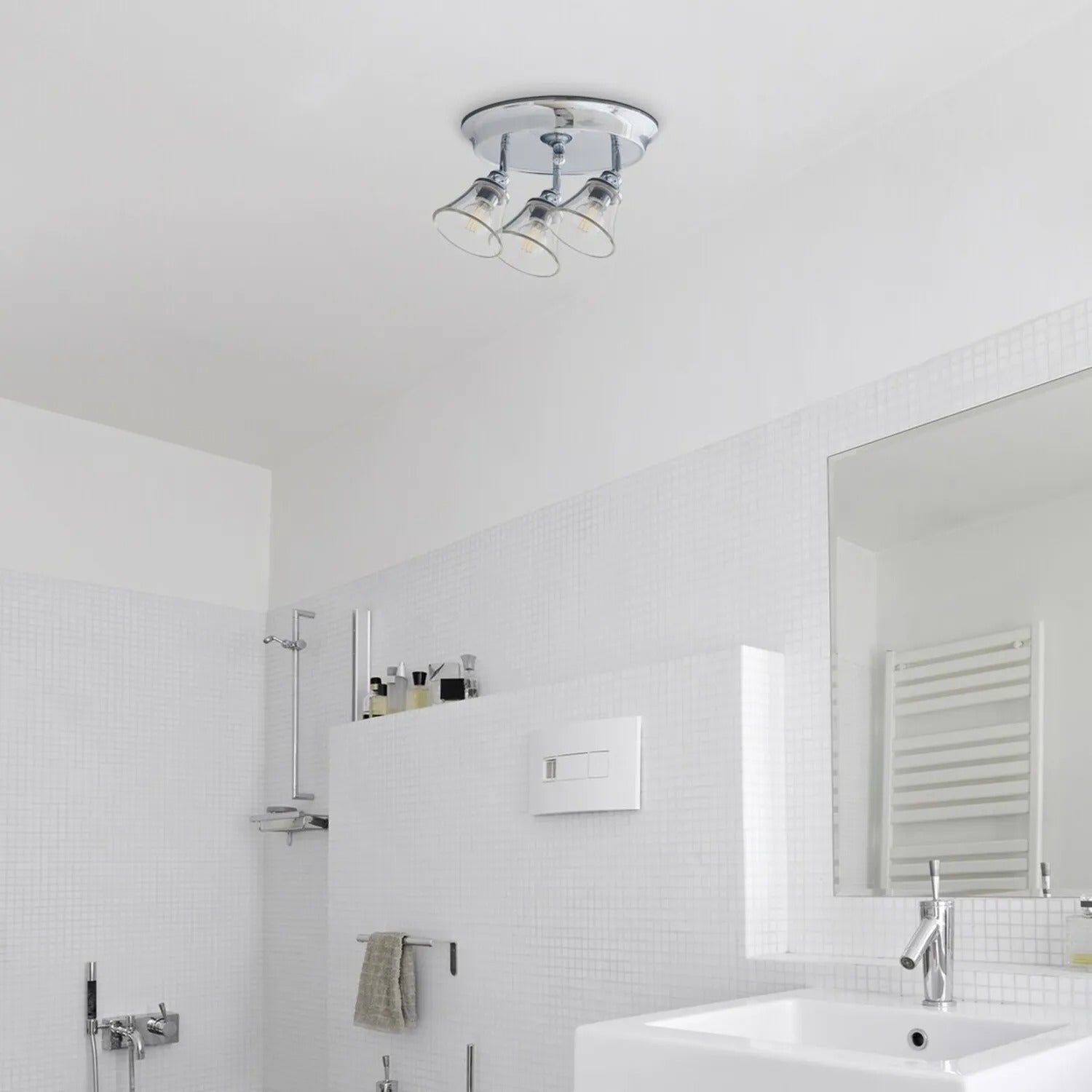 Plafonnier E14 Chrome Crystal Style Classique Métal IP44 - 4