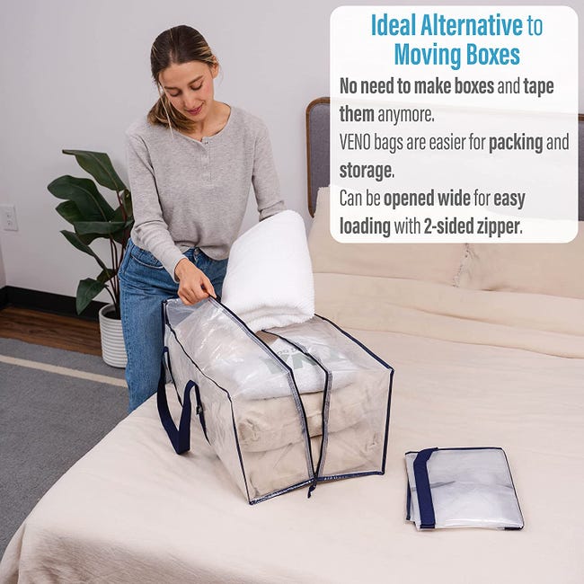 6 Borse Per Traslochi Extra Large 86L - Riutilizzabili, Con Cinghie Da Zaino E Manici, Tessuto Resistente All'Acqua, Alternative Alle Scatole