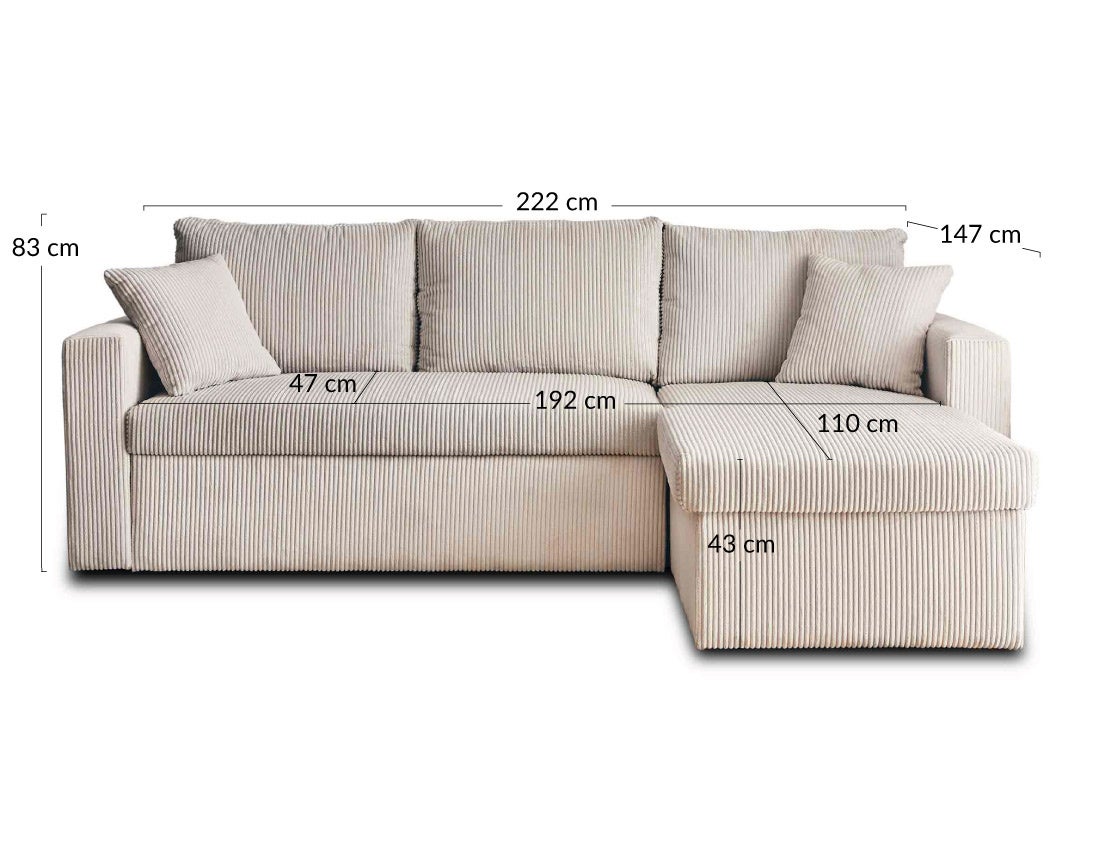 Canapé d'angle convertible 4 places en velours côtelé gris foncé - CYRUS - Best Mobilier - 7
