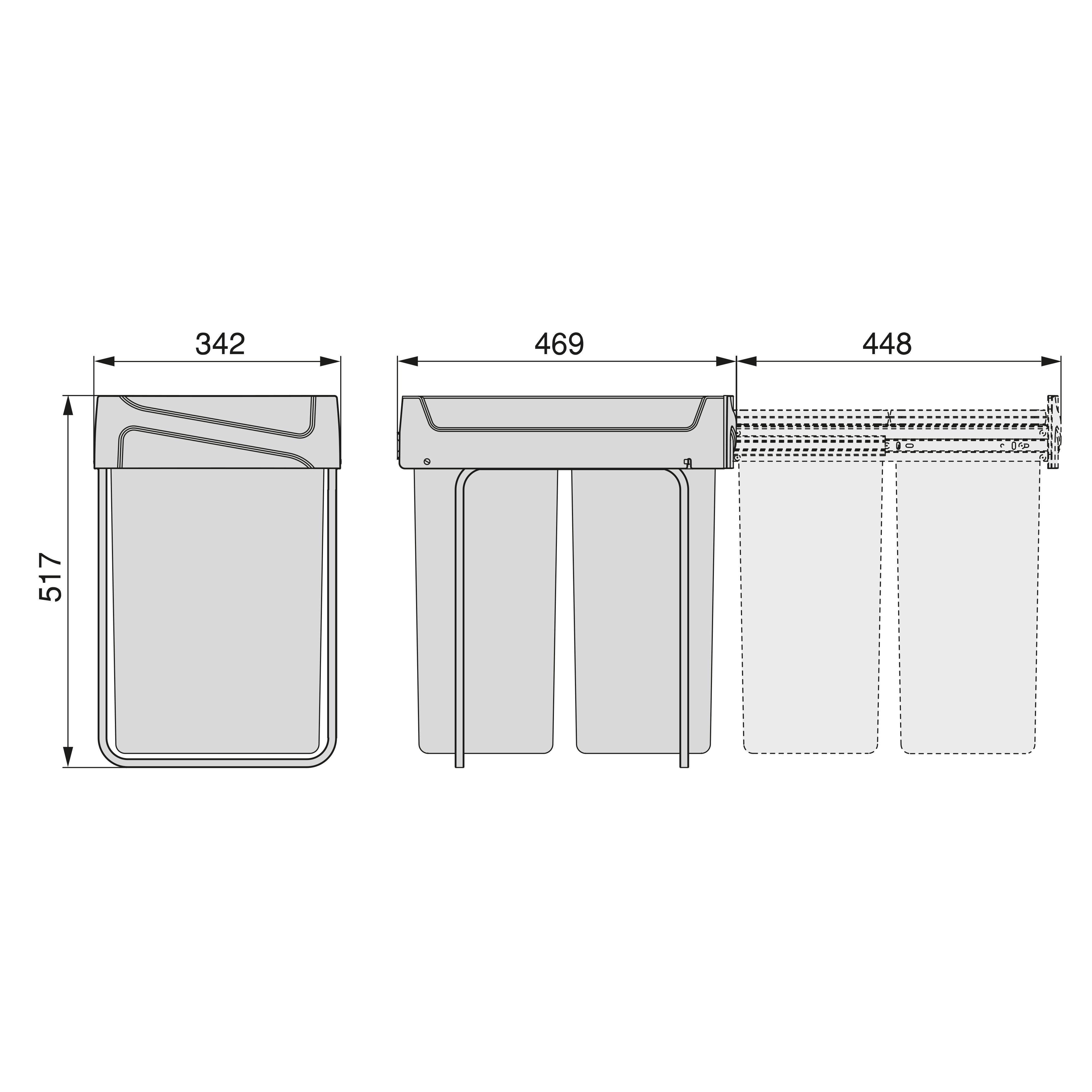 Emuca Balde do lixo reciclável Recycle para montagem no fundo e extraível manualmente na unidade de cozinha Recycle 2x25litros, Cinza antracite - 4
