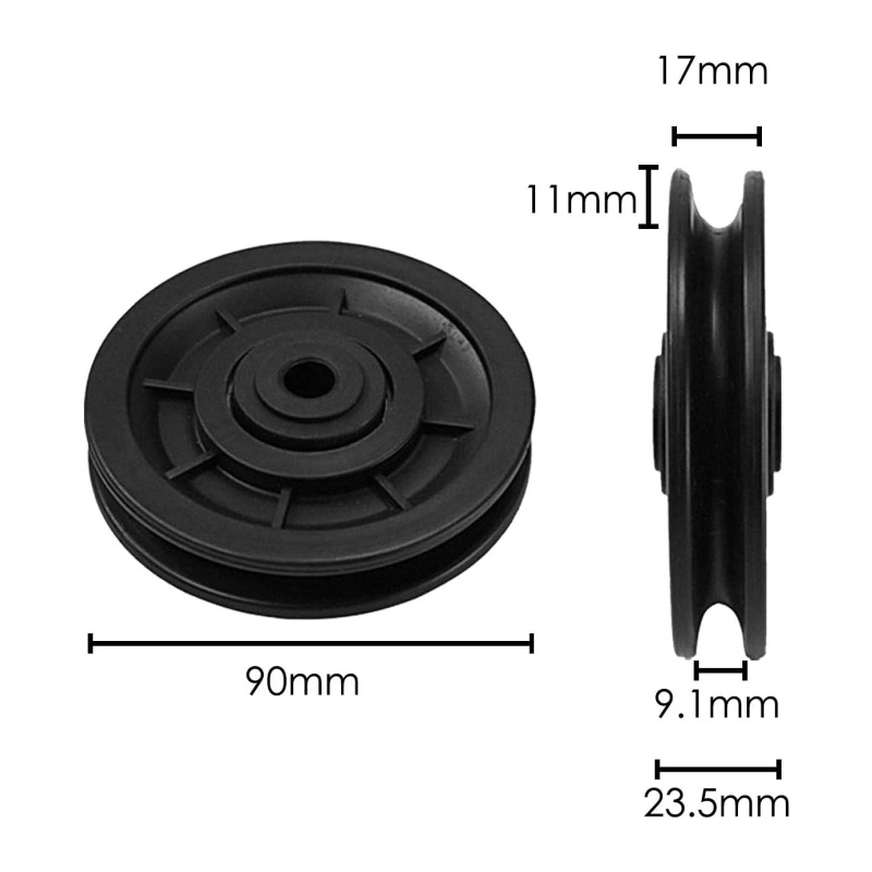 2 pcs Roue de Poulie à Roulement Universel Poulie Musculation Poulie en Noir Plastique Universelle Pièce d'Équipement Pour Porte de Garage - 2