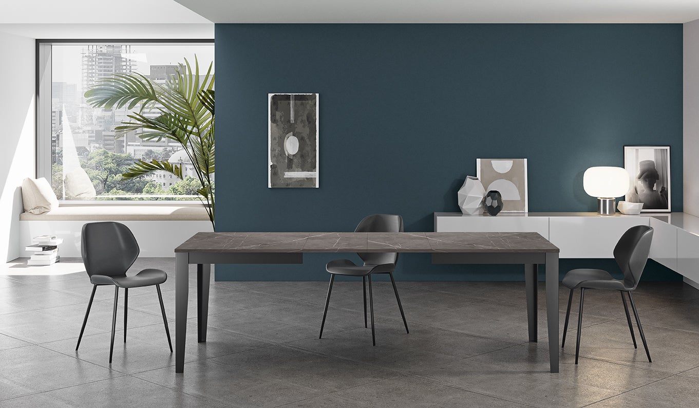 Duży - Stół rozkładany (130/290 x 80 cm) z czarnej melaminy