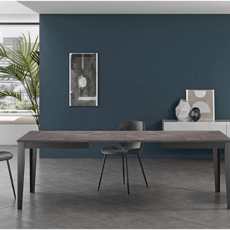 Duży - Stół rozkładany (130/290 x 80 cm) z czarnej melaminy