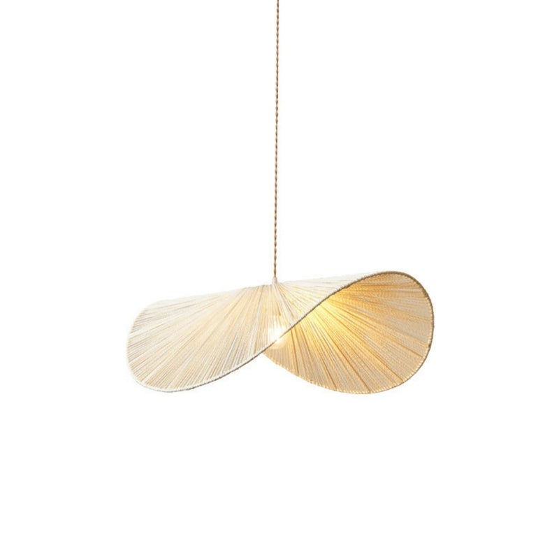 Qwinern lámpara colgante - diámetro 40 cm, lámpara colgante de cuerda de cáñamo tejida a mano, lámpara colgante para interiores (beige)