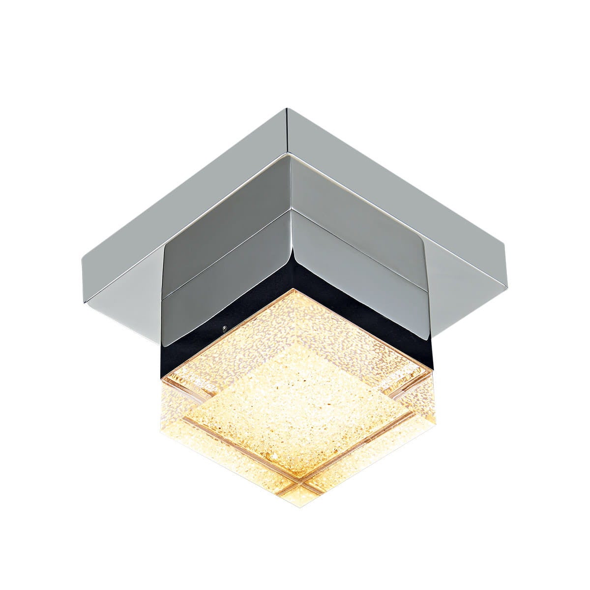 Plafon kwadratowy SETH LED 4.2W Ciepła biel 420lm chromowany przezroczysty wym:10,5x14x14cm IP20 Italux