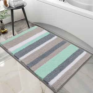 Tapis De Bain VSUSN Microfibre Épaissi Gris 40x60 Cm – Antidérapant, Ultra-Absorbant, Moelleux Shaggy, Lavable Machine