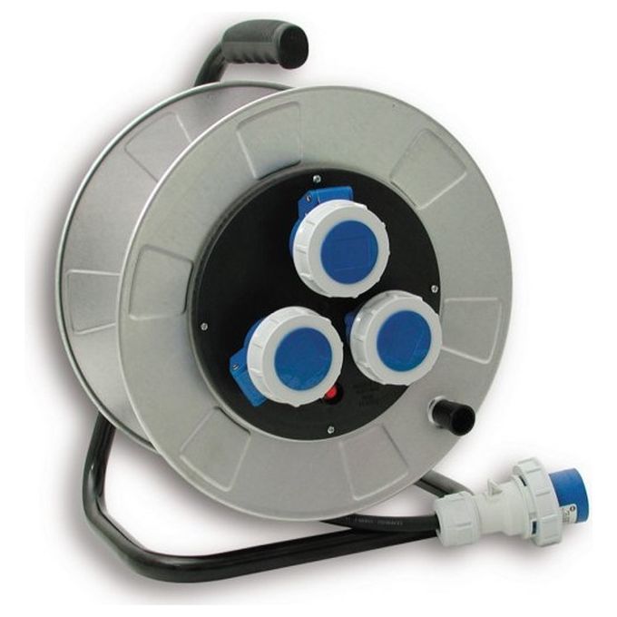 Enrollador de cable industrial Golia Metal 30 metros 3 tomas CE ...
