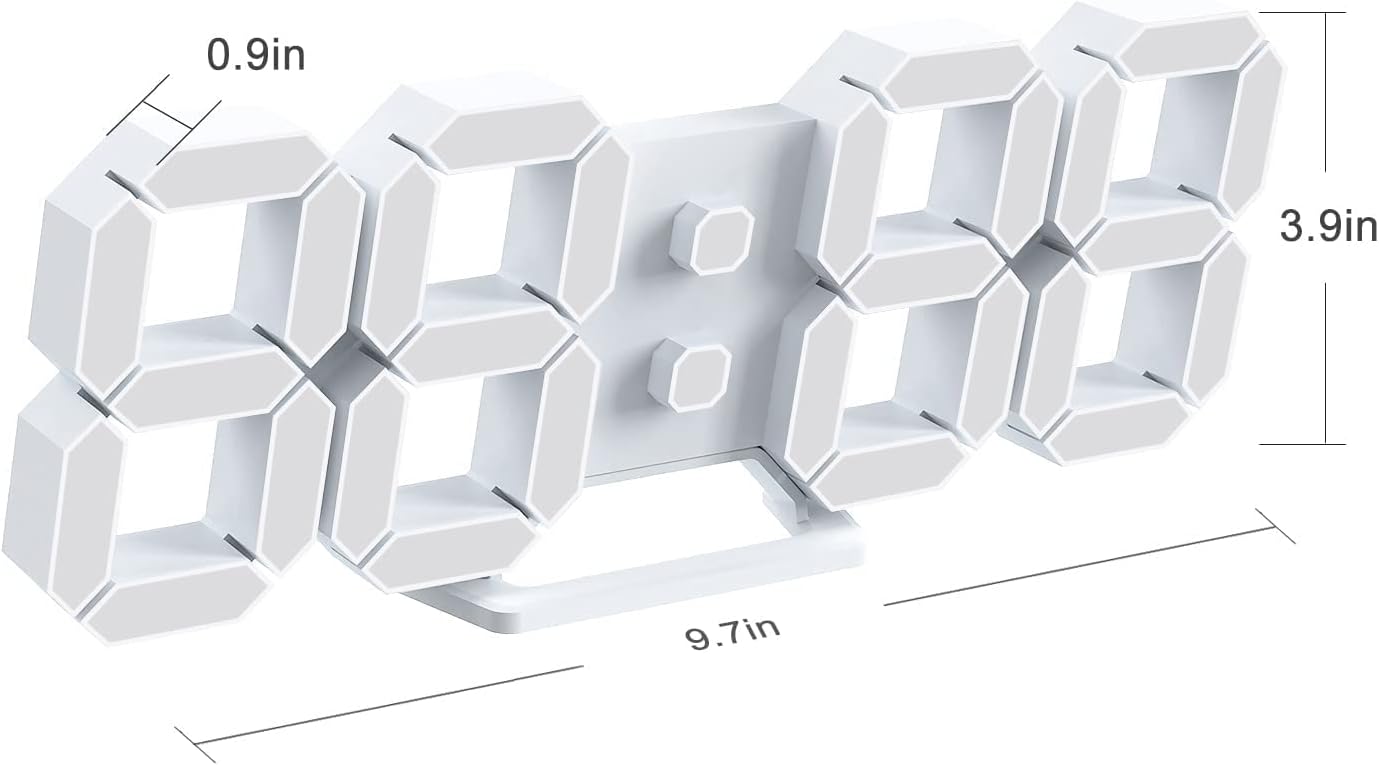 Cyfrowy zegar ścienny 3D LED, pilot zdalnego sterowania, wyświetla czas, datę, temperaturę, pamięć i lampkę nocną - 3