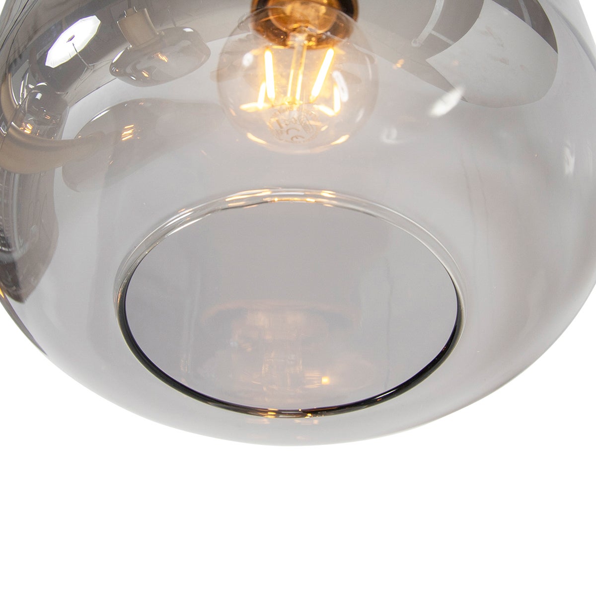 Qazqa art deco lampe suspendue pour table à manger - Zuzanna - noir et fumé, rond, max. 40w, e27, à 5 lumières, 66cm, idéal pour - 8